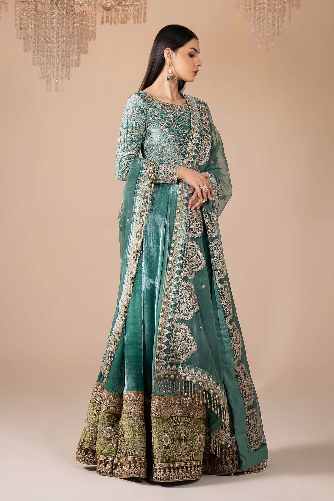3 Piece Embroidered Velvet Suit