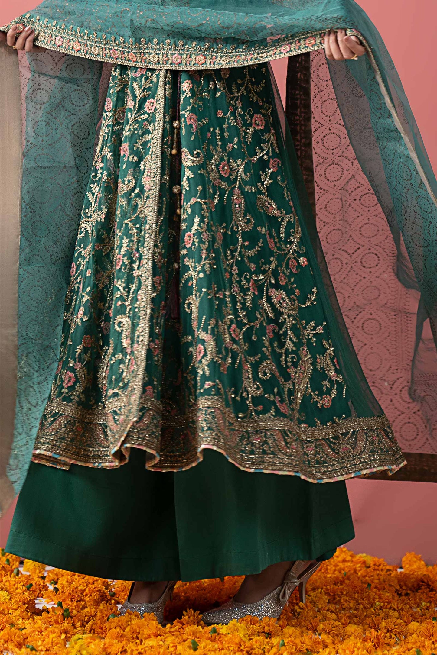 3 Piece Embroidered Net Suit