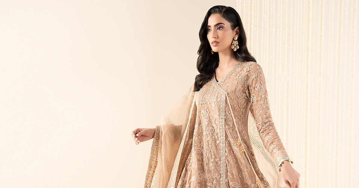 3 Piece Embroidered Net Suit