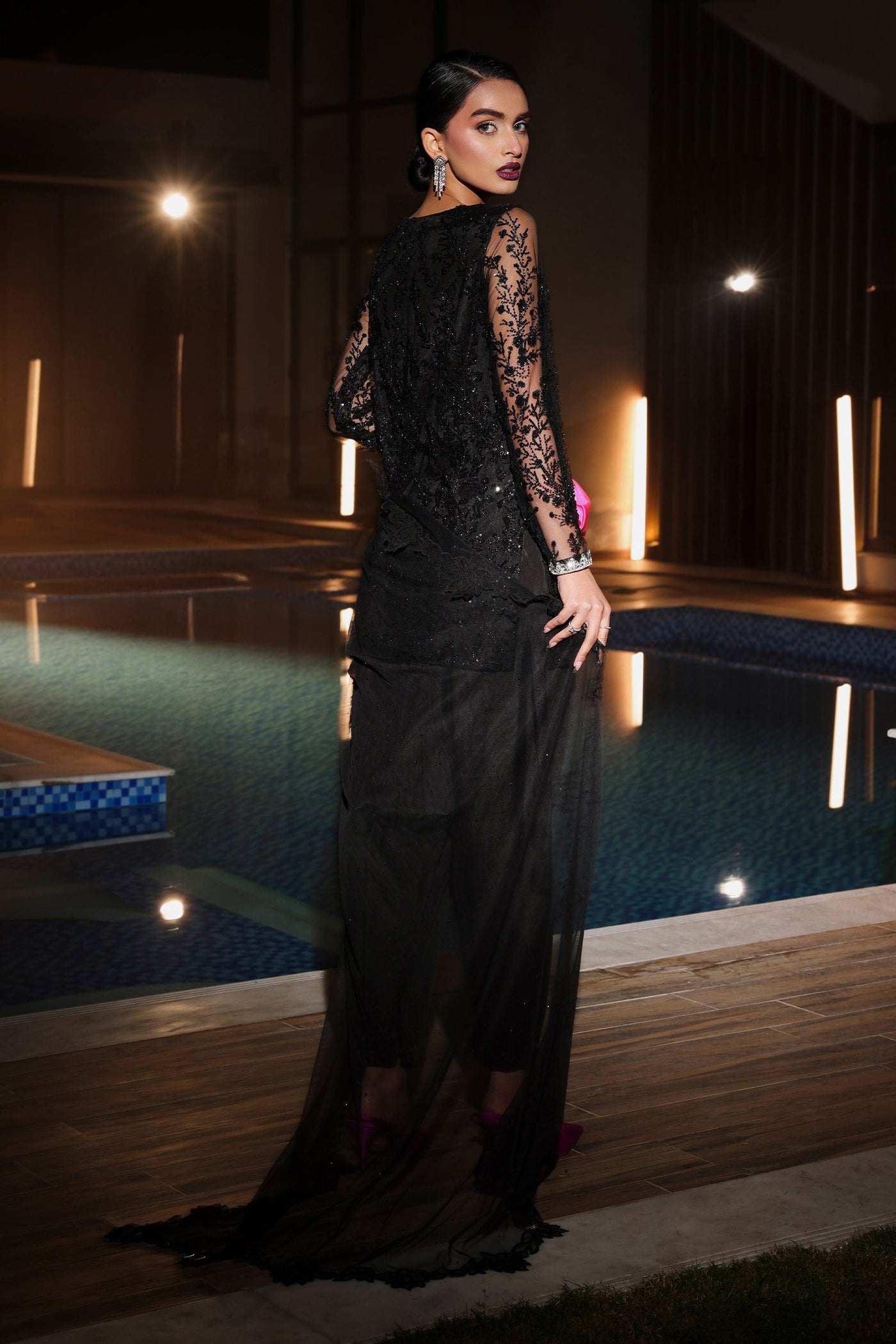 3 Piece Embroidered Net Suit