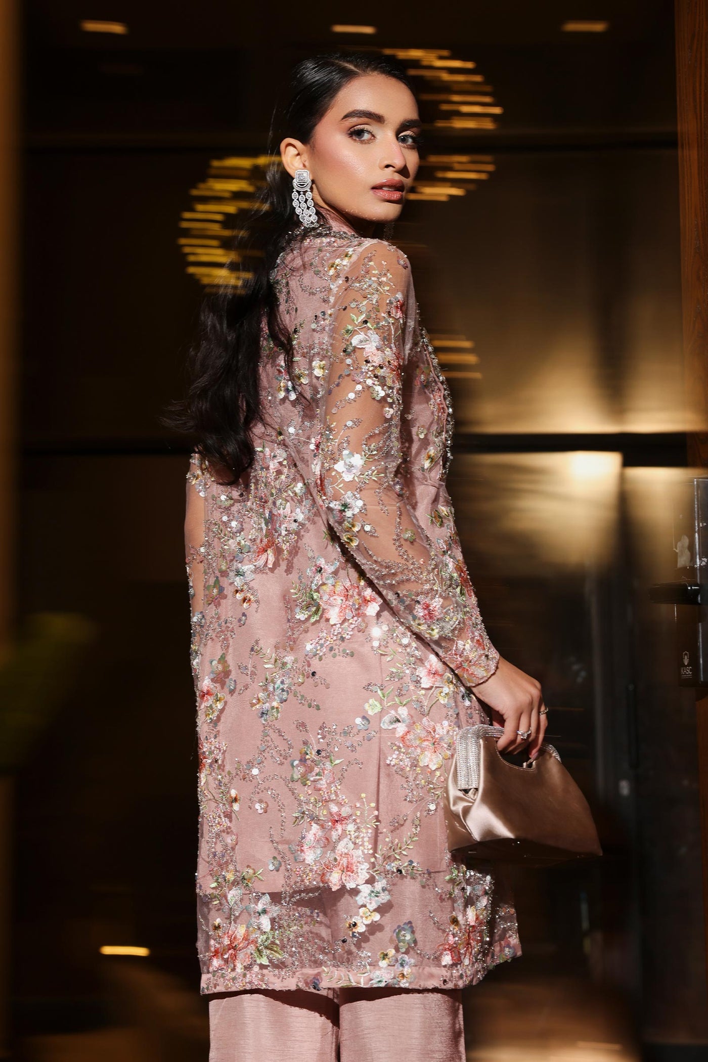 3 Piece Embroidered Net Suit