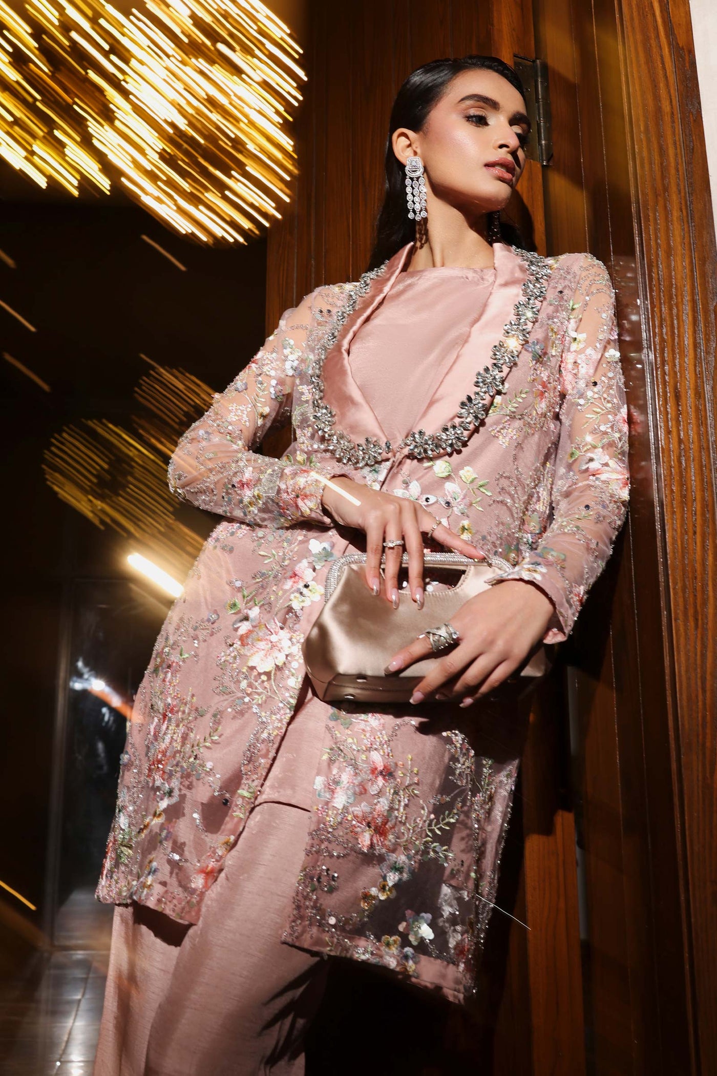 3 Piece Embroidered Net Suit