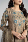 3 Piece Embroidered Raw Silk Suit