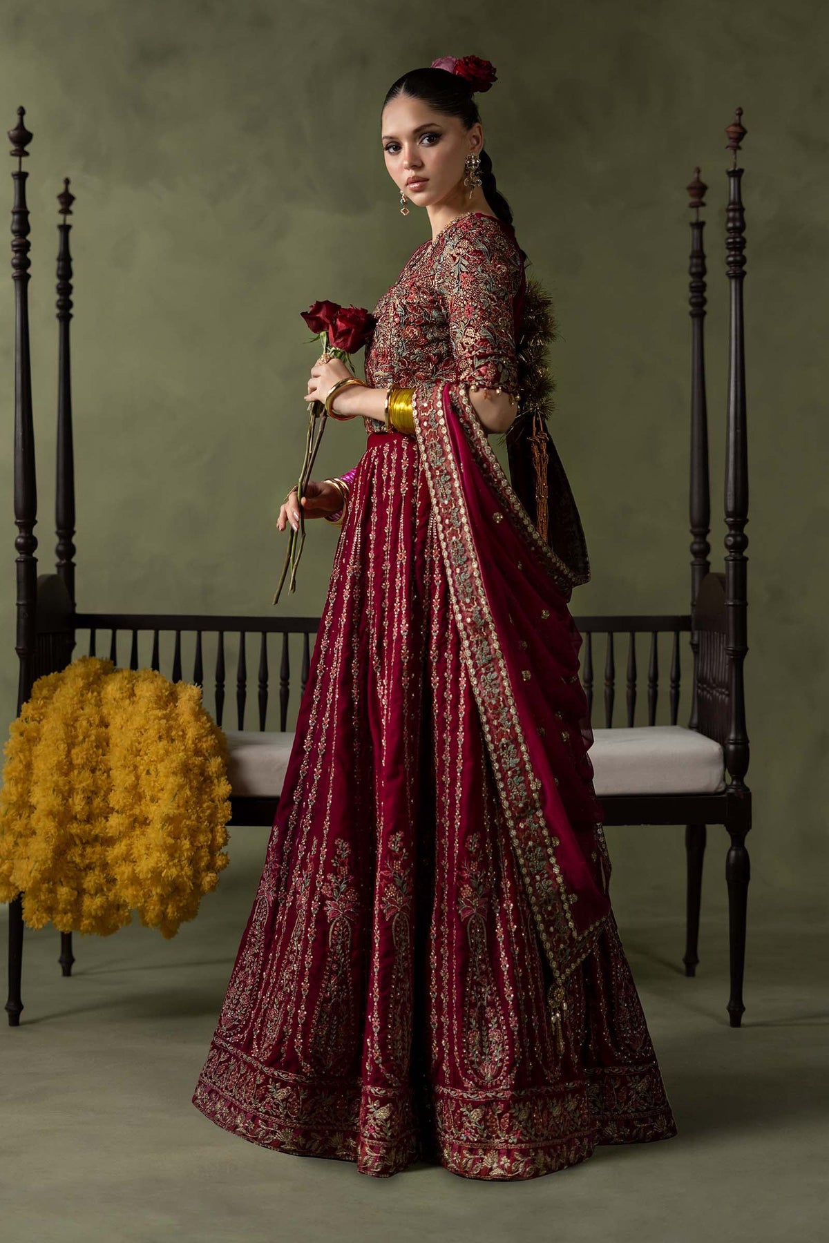3 Piece Embroidered Velvet Suit