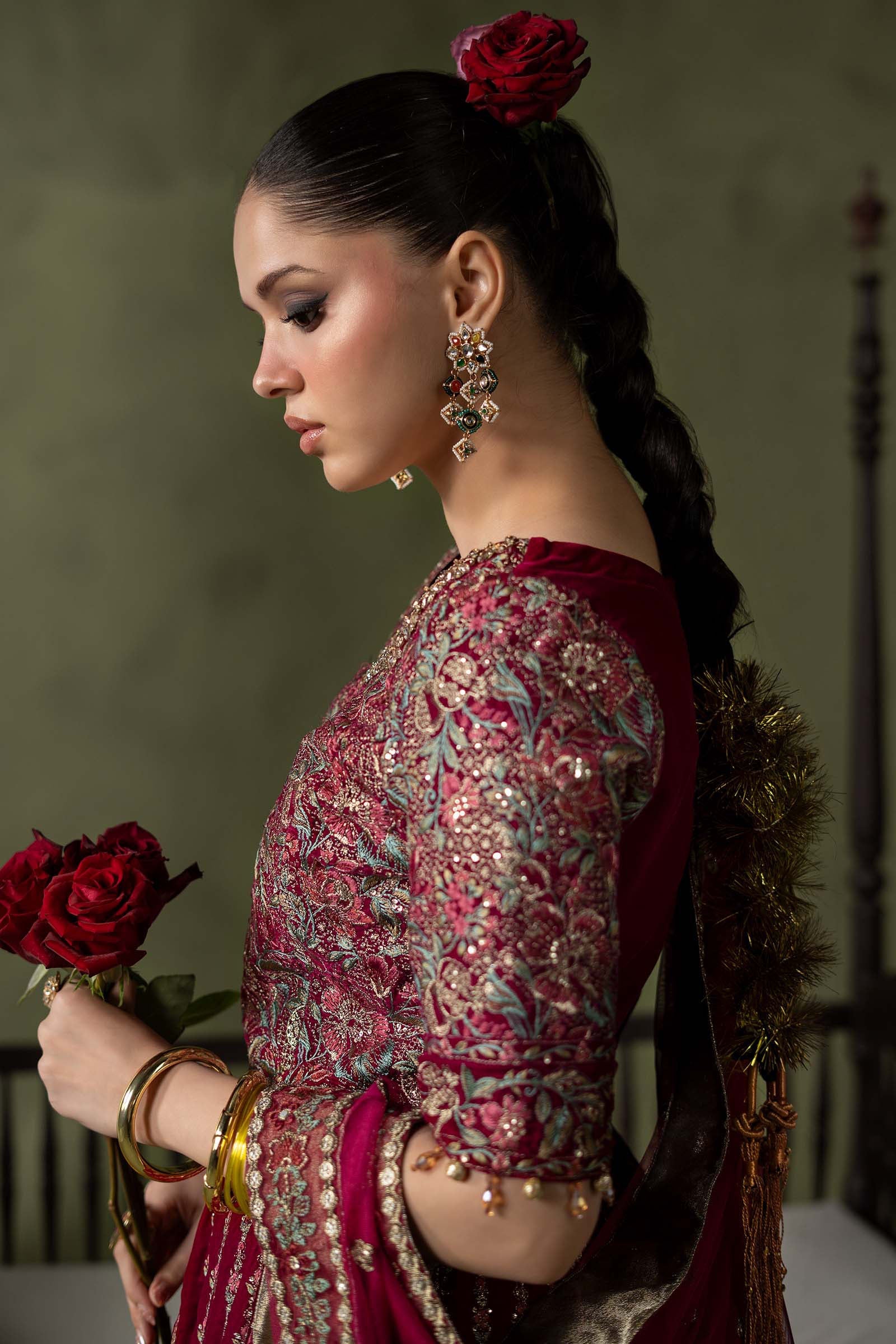 3 Piece Embroidered Velvet Suit