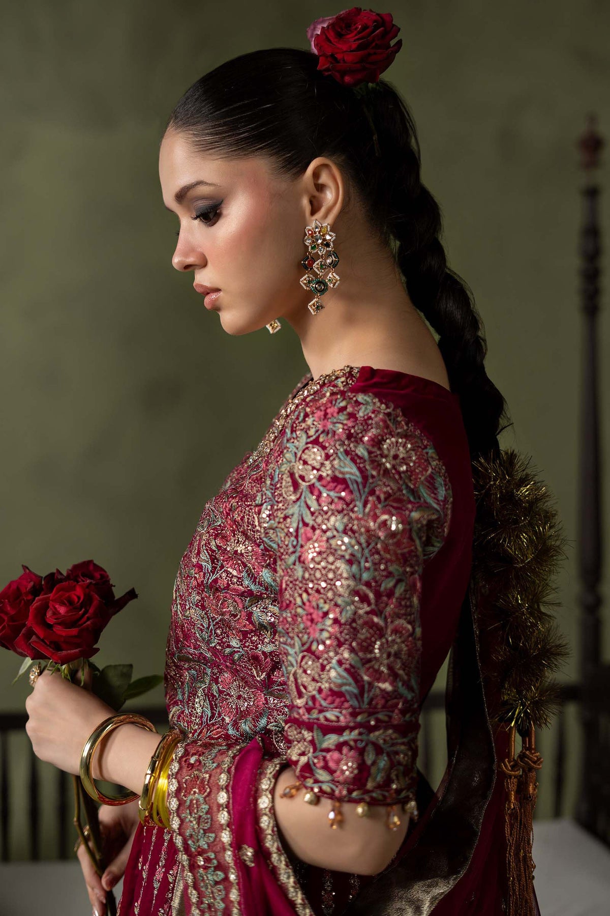 3 Piece Embroidered Velvet Suit