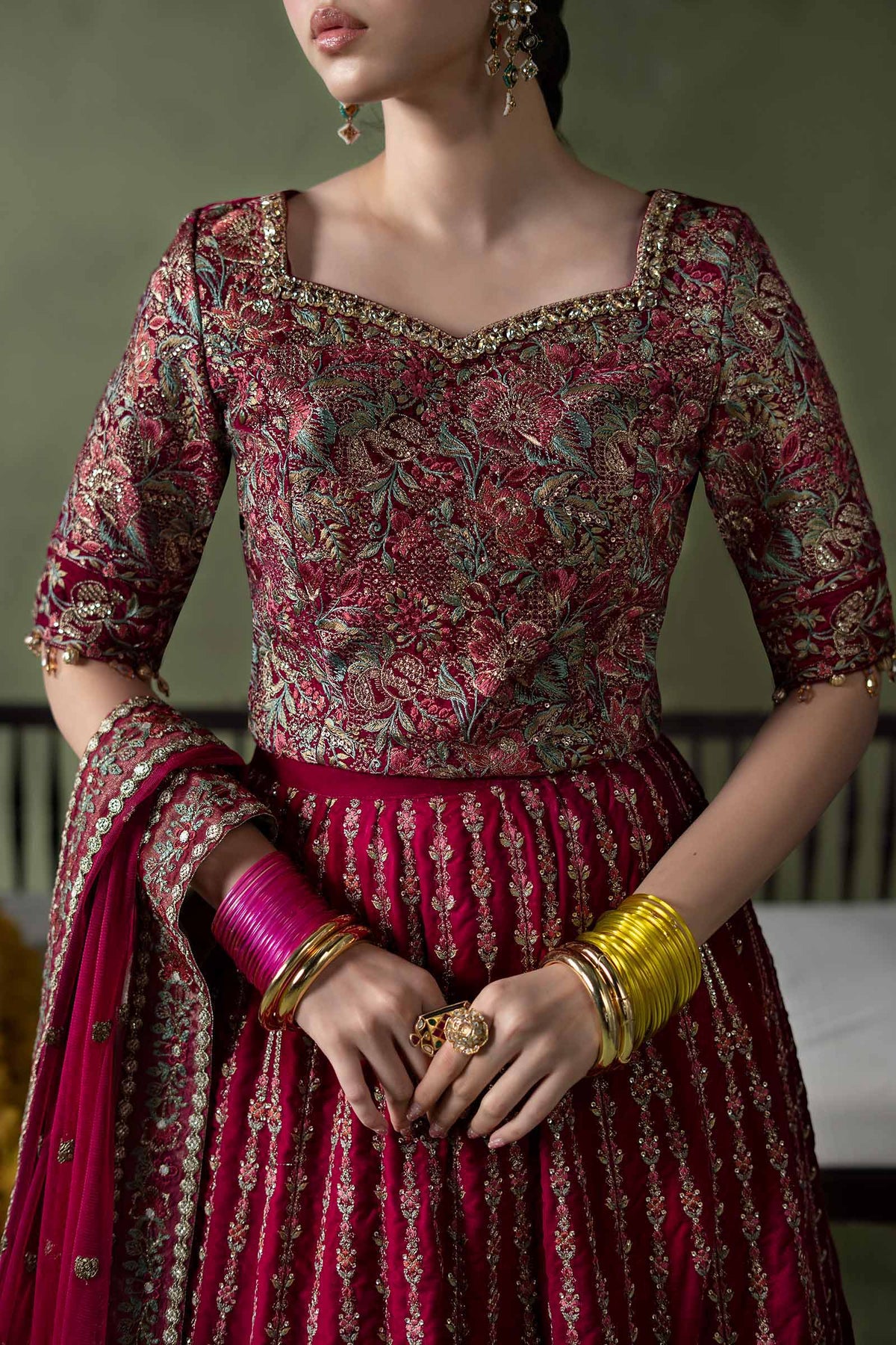 3 Piece Embroidered Velvet Suit