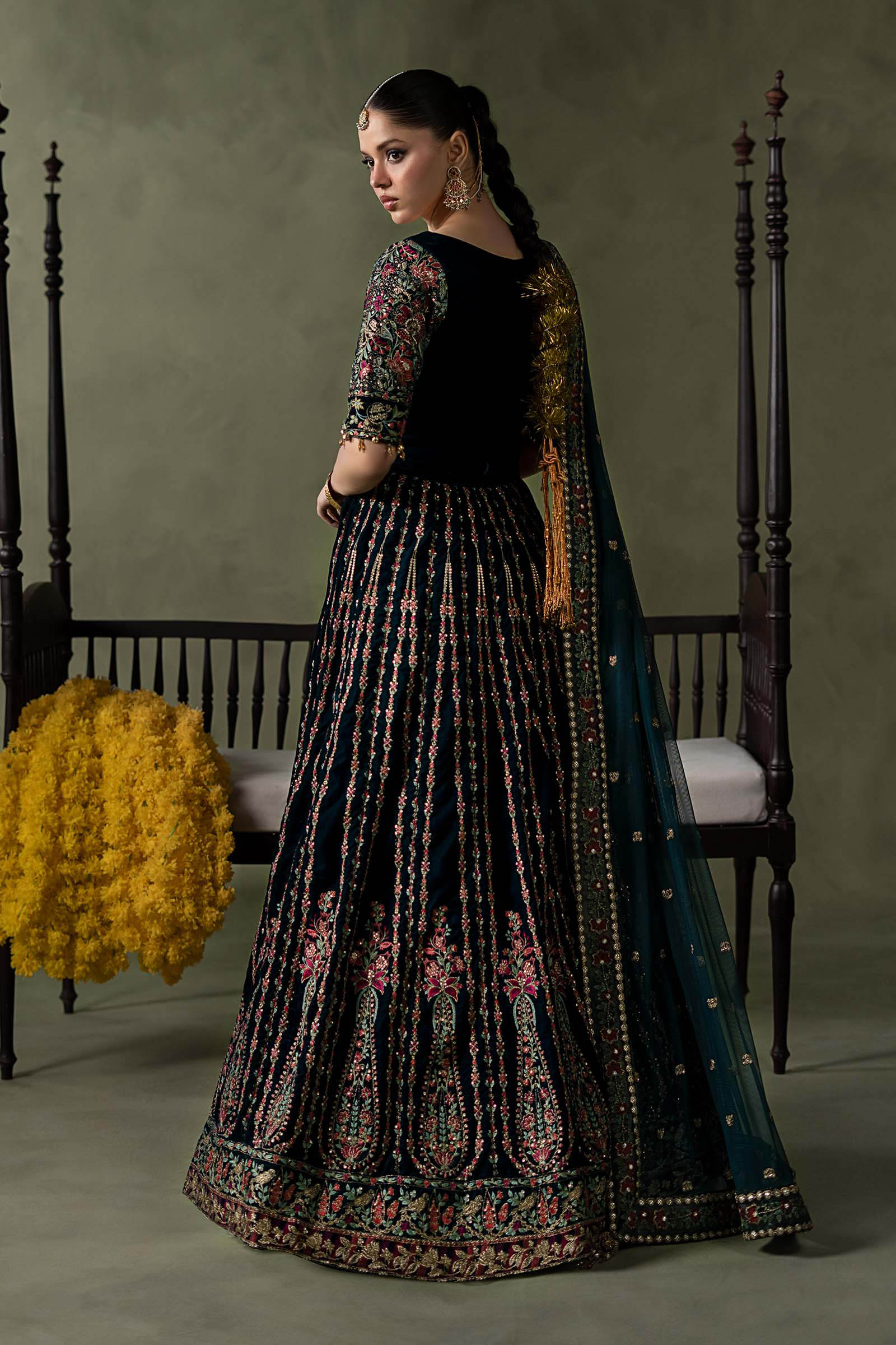 3 Piece Embroidered Velvet Suit