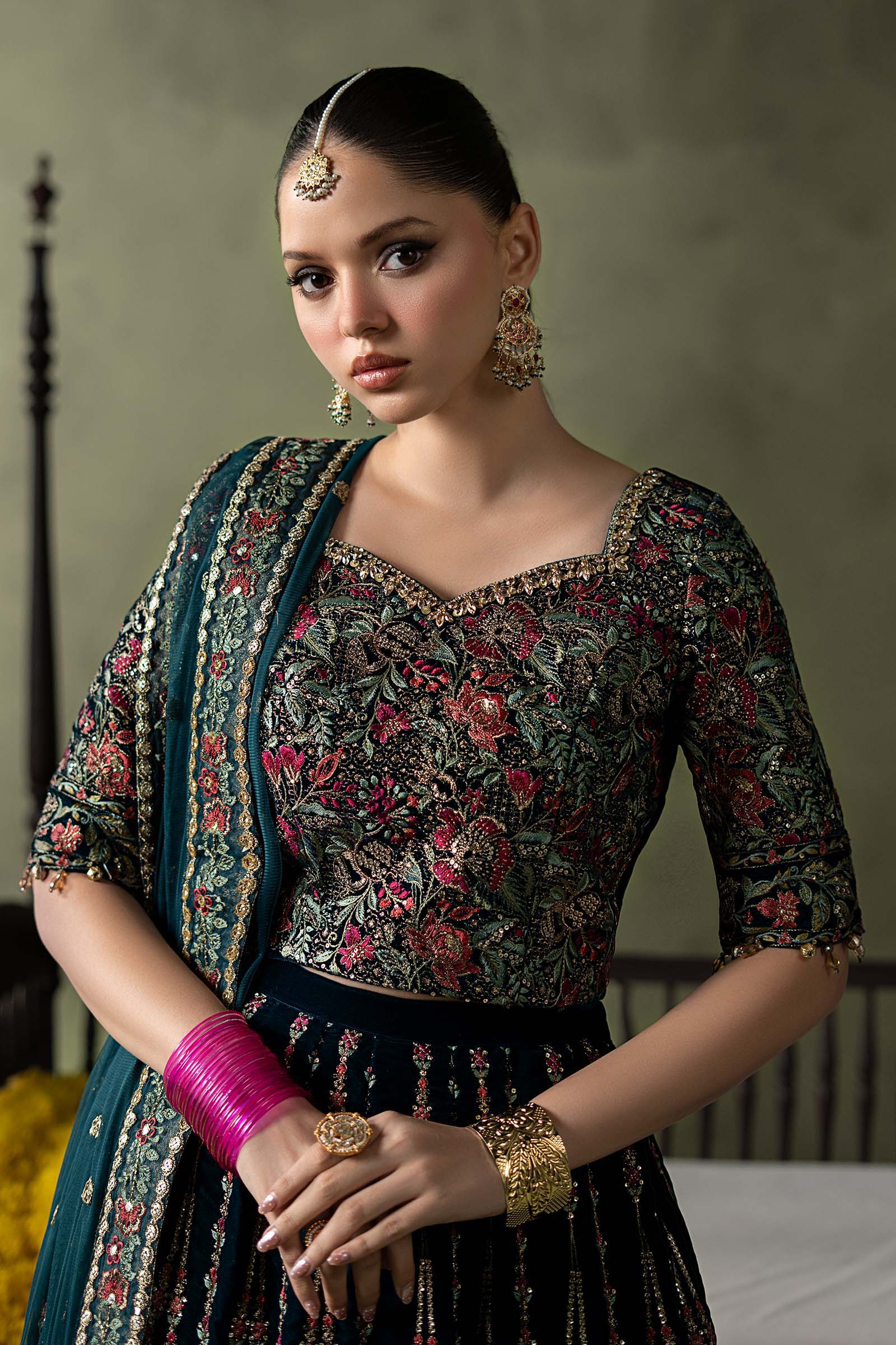 3 Piece Embroidered Velvet Suit