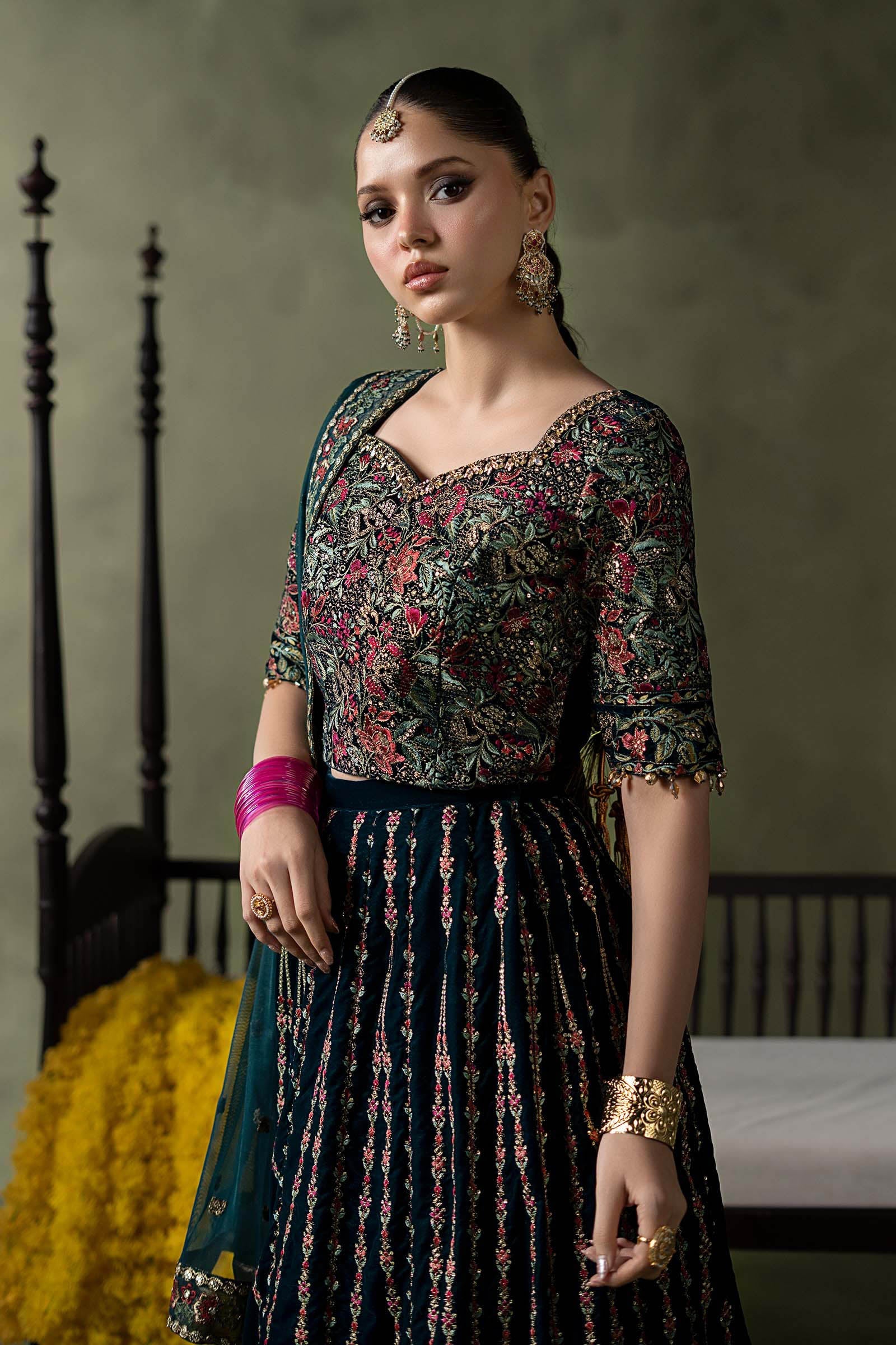 3 Piece Embroidered Velvet Suit