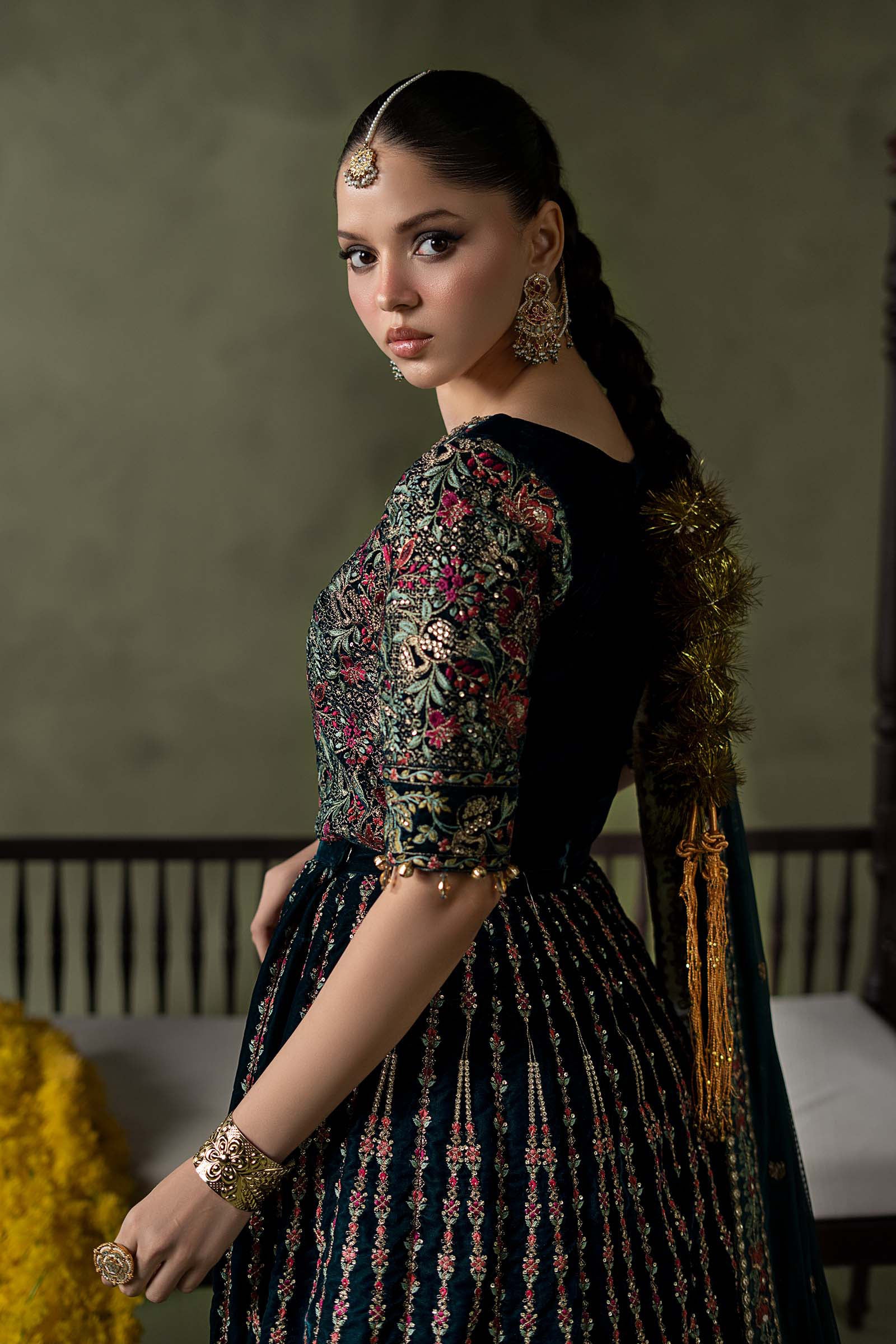 3 Piece Embroidered Velvet Suit