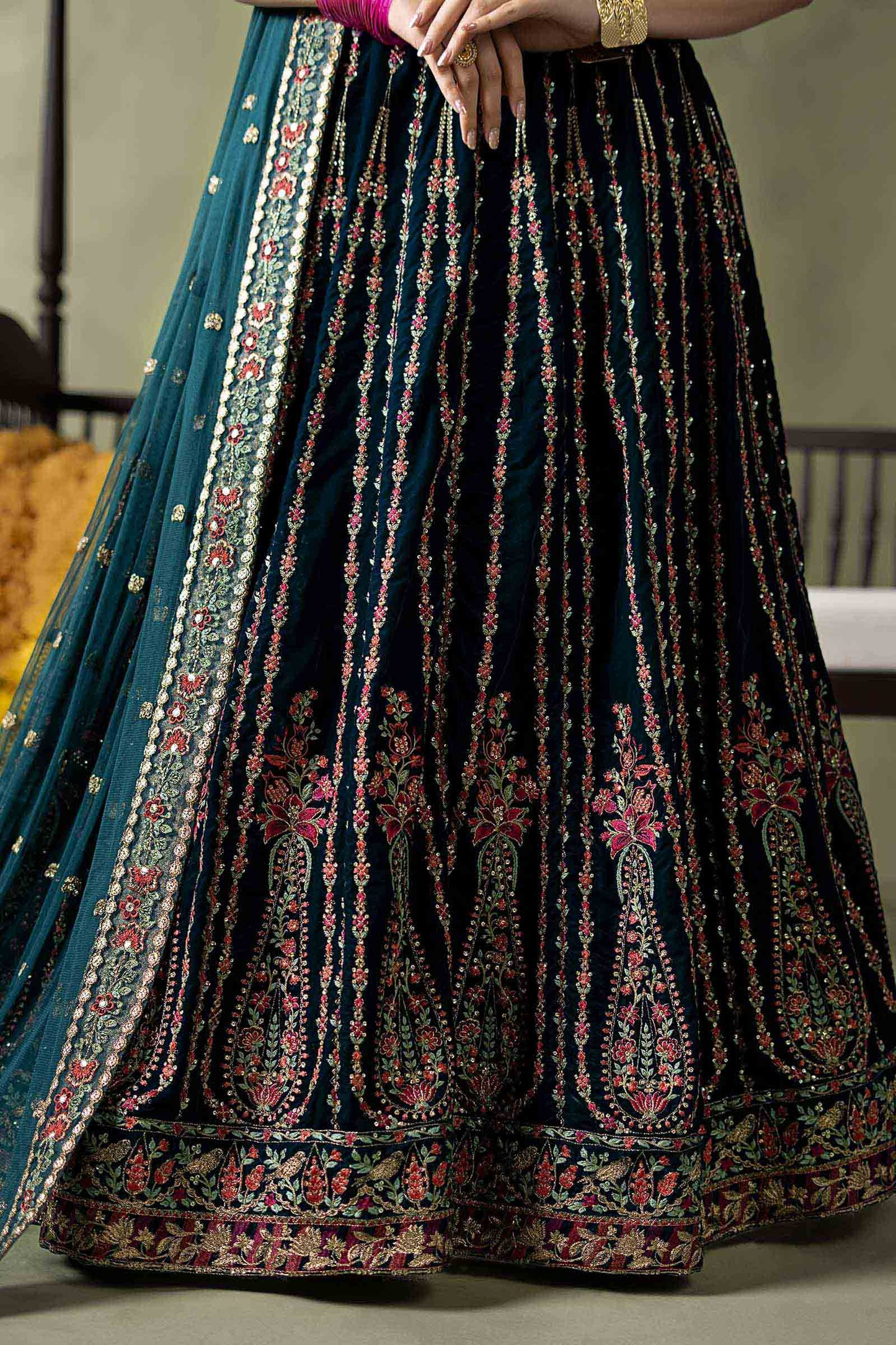 3 Piece Embroidered Velvet Suit