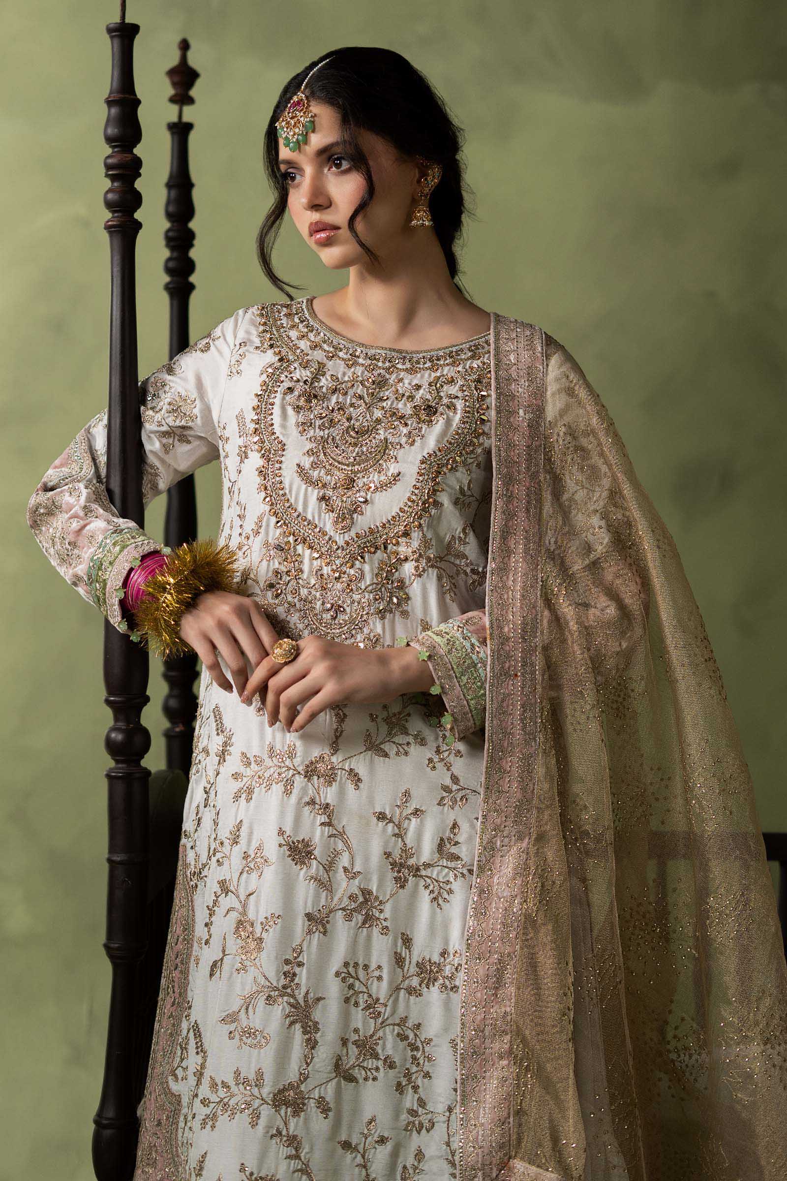 3 Piece Embroidered Raw Silk Suit