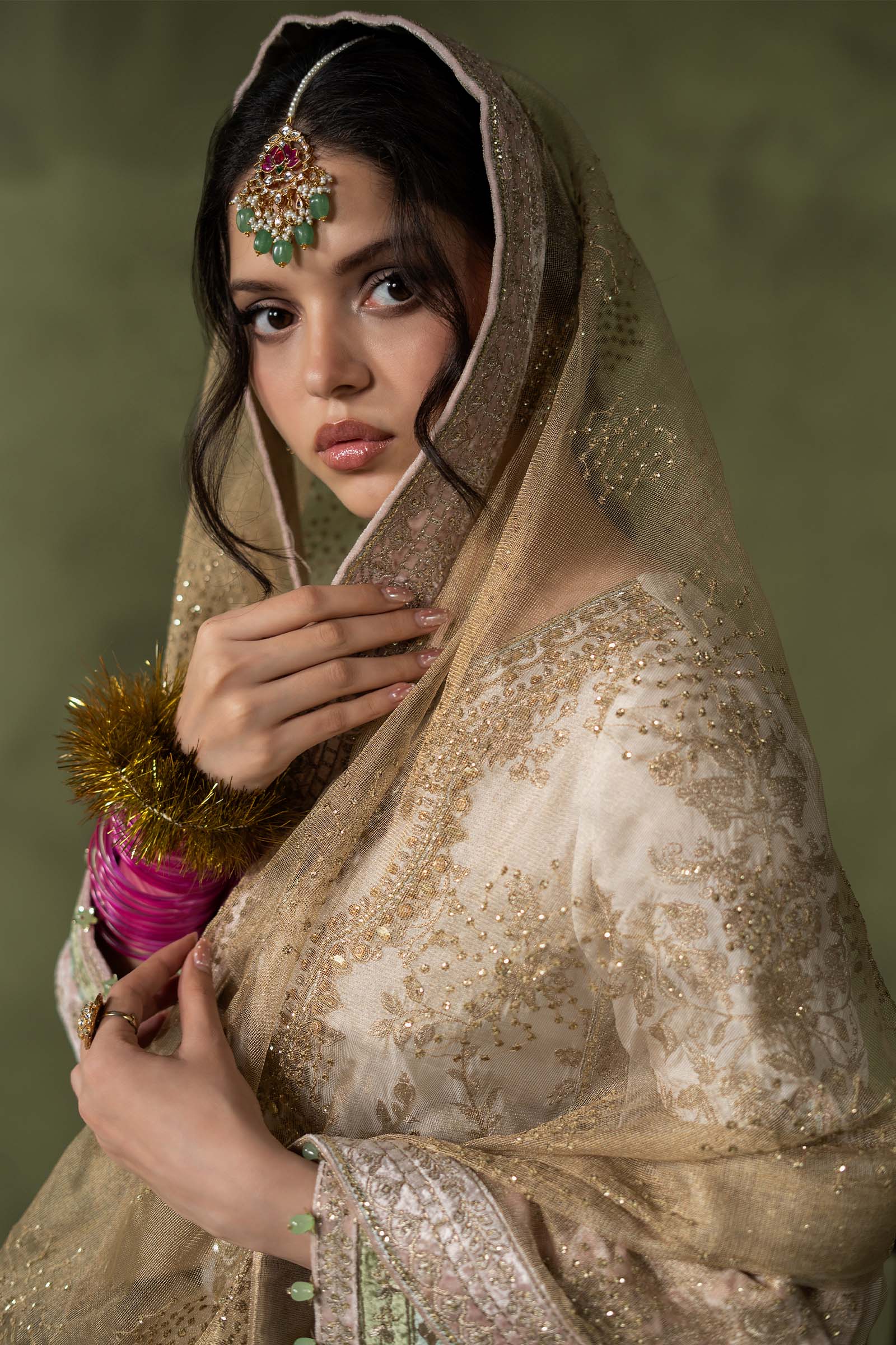 3 Piece Embroidered Raw Silk Suit