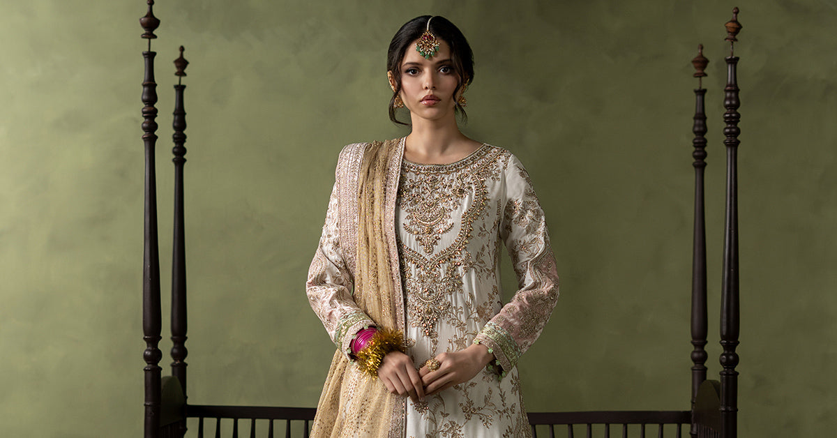 3 Piece Embroidered Raw Silk Suit