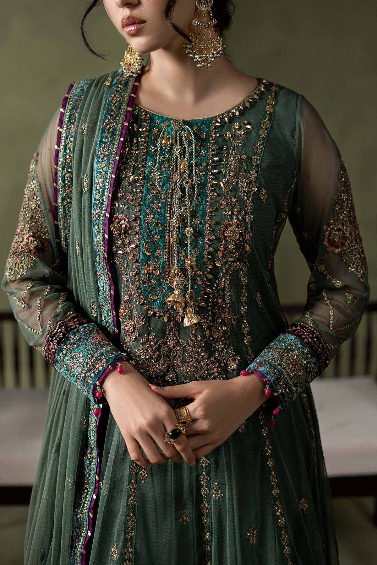 3 Piece Embroidered Net Suit
