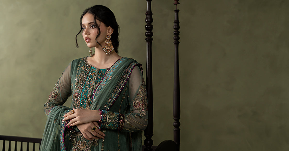 3 Piece Embroidered Net Suit