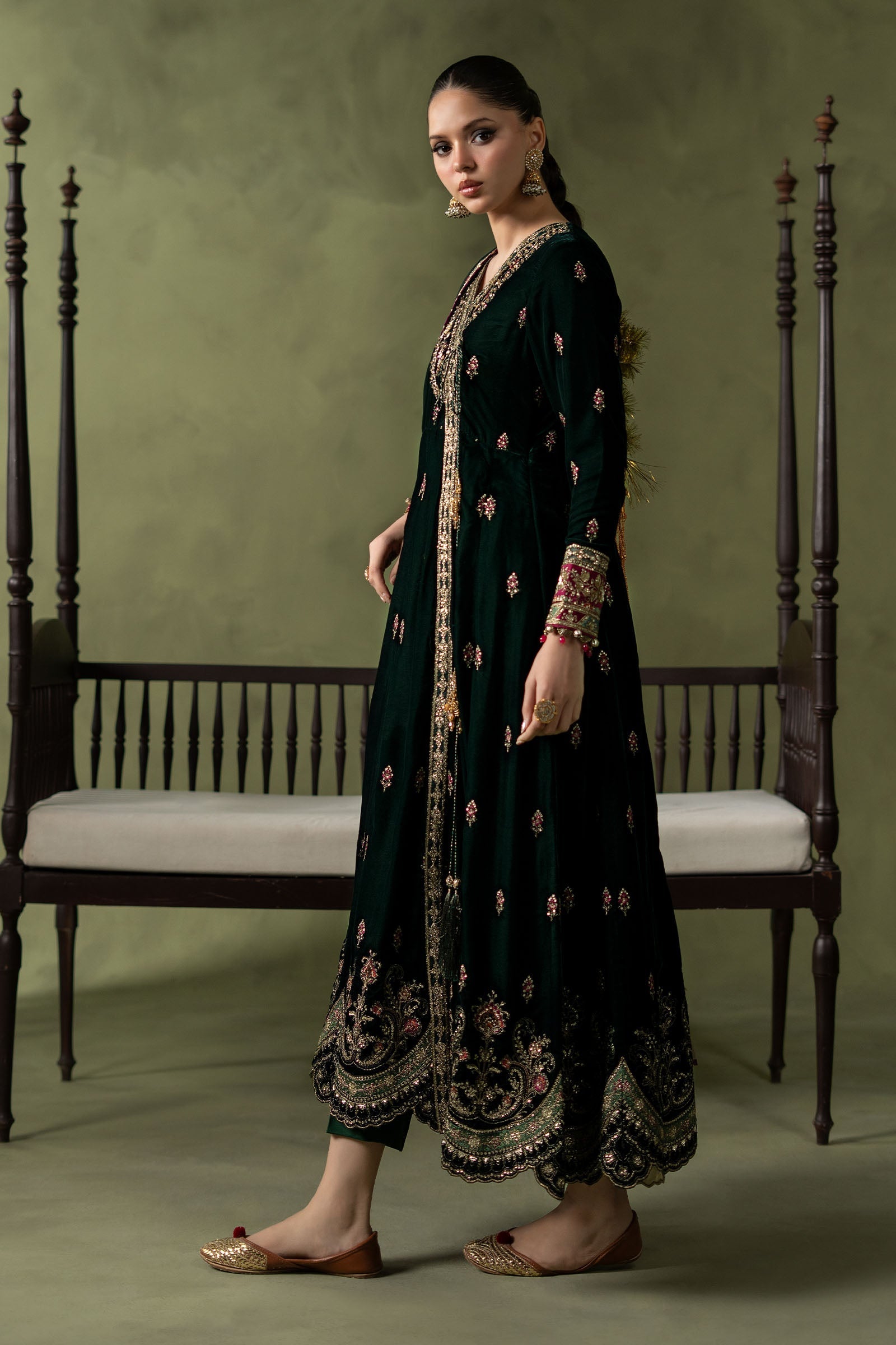 3 Piece Embroidered Velvet Suit