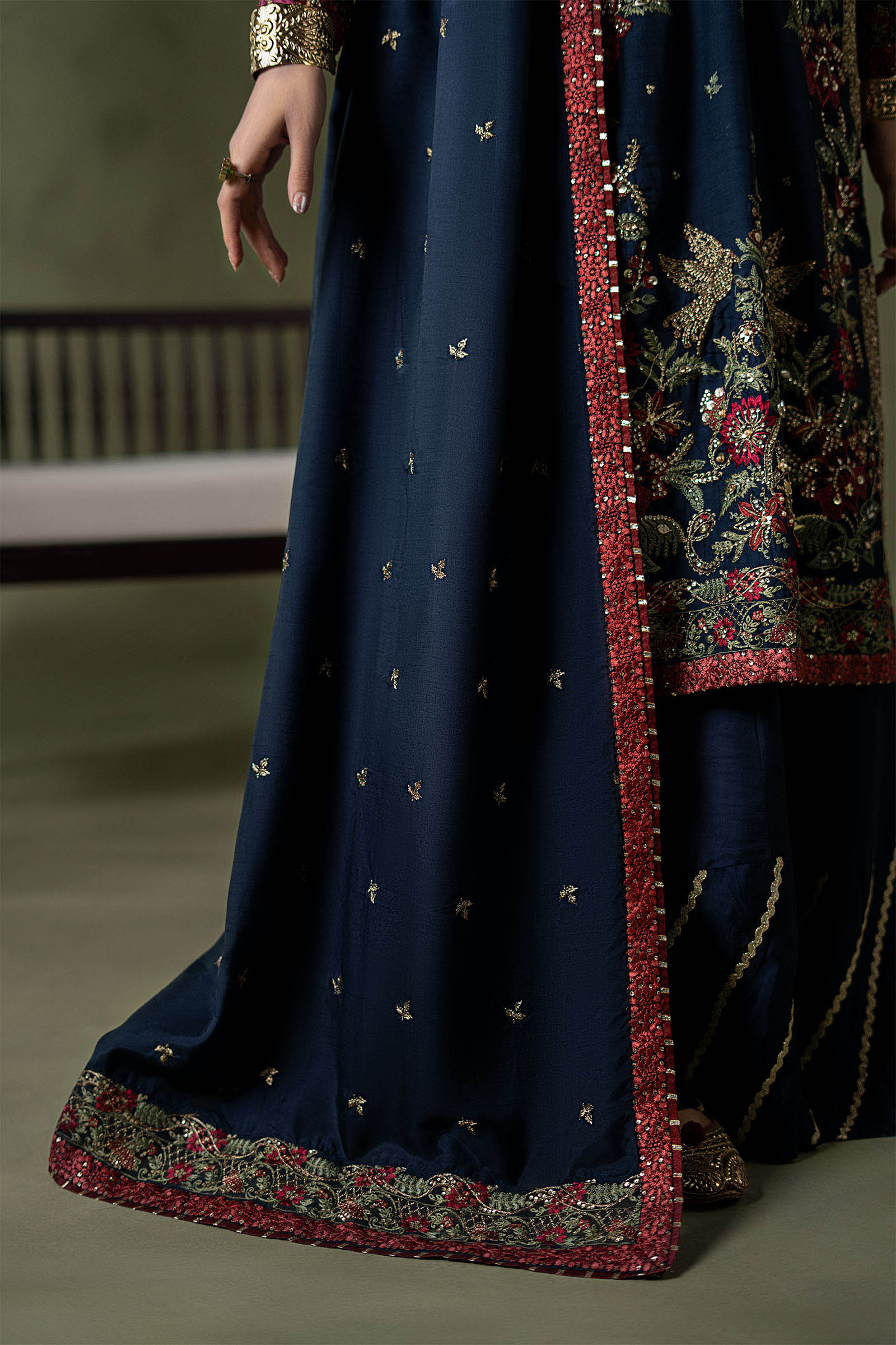 3 Piece Embellished Raw Silk Suit