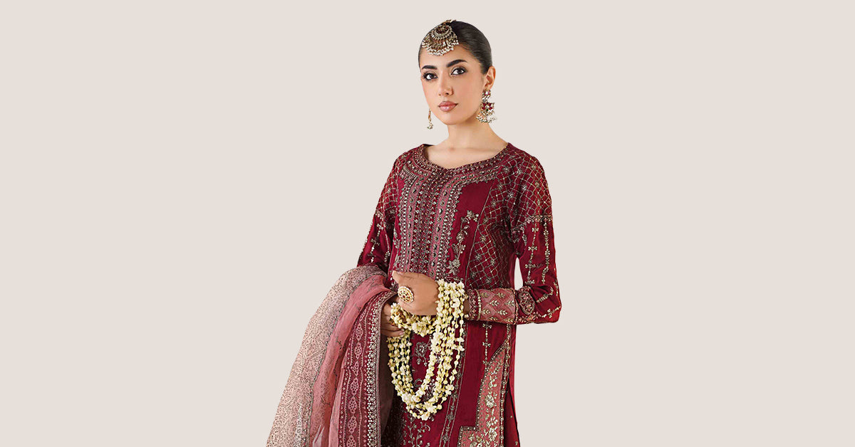 3 Piece Embroidered Raw Silk Suit