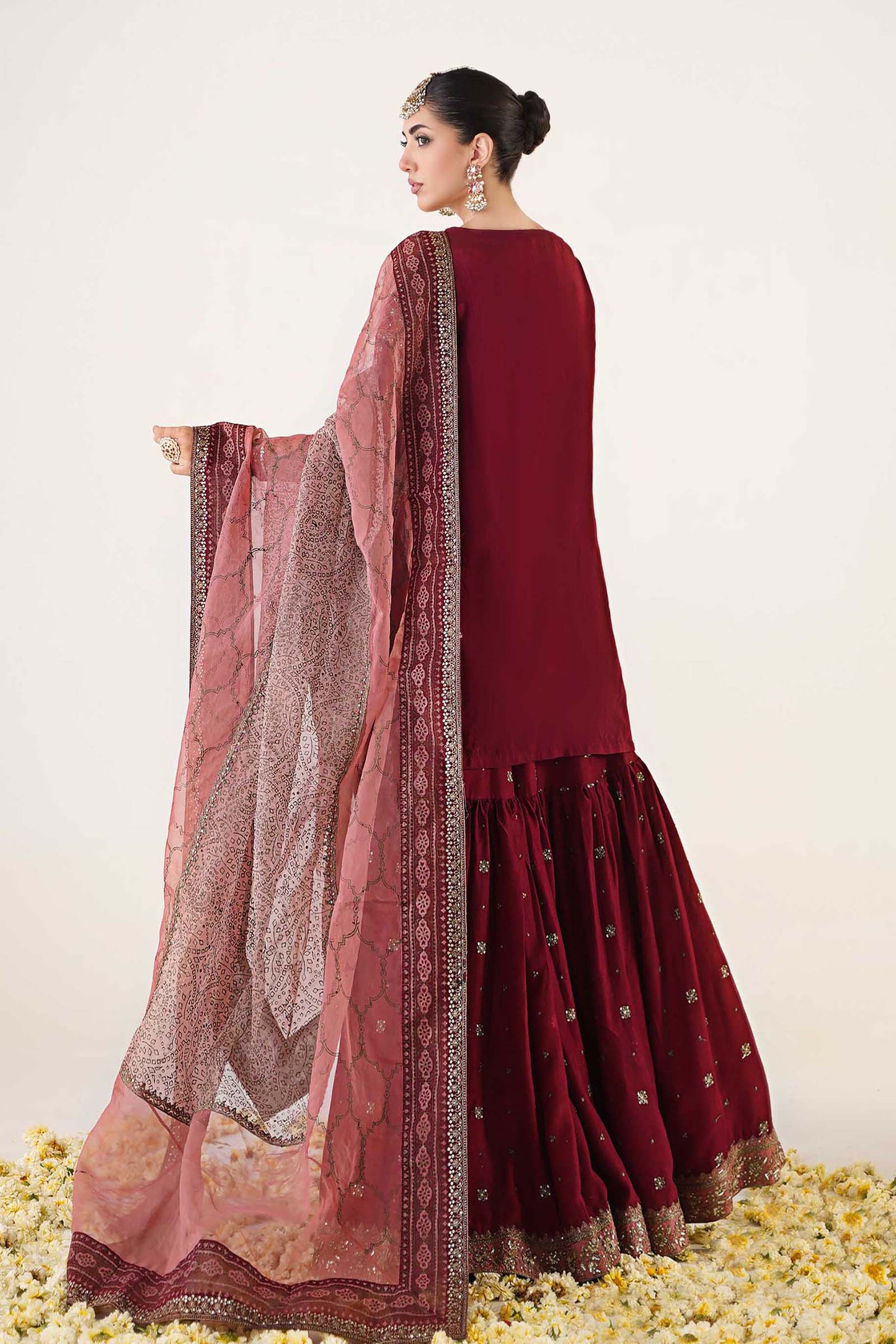 3 Piece Embroidered Raw Silk Suit