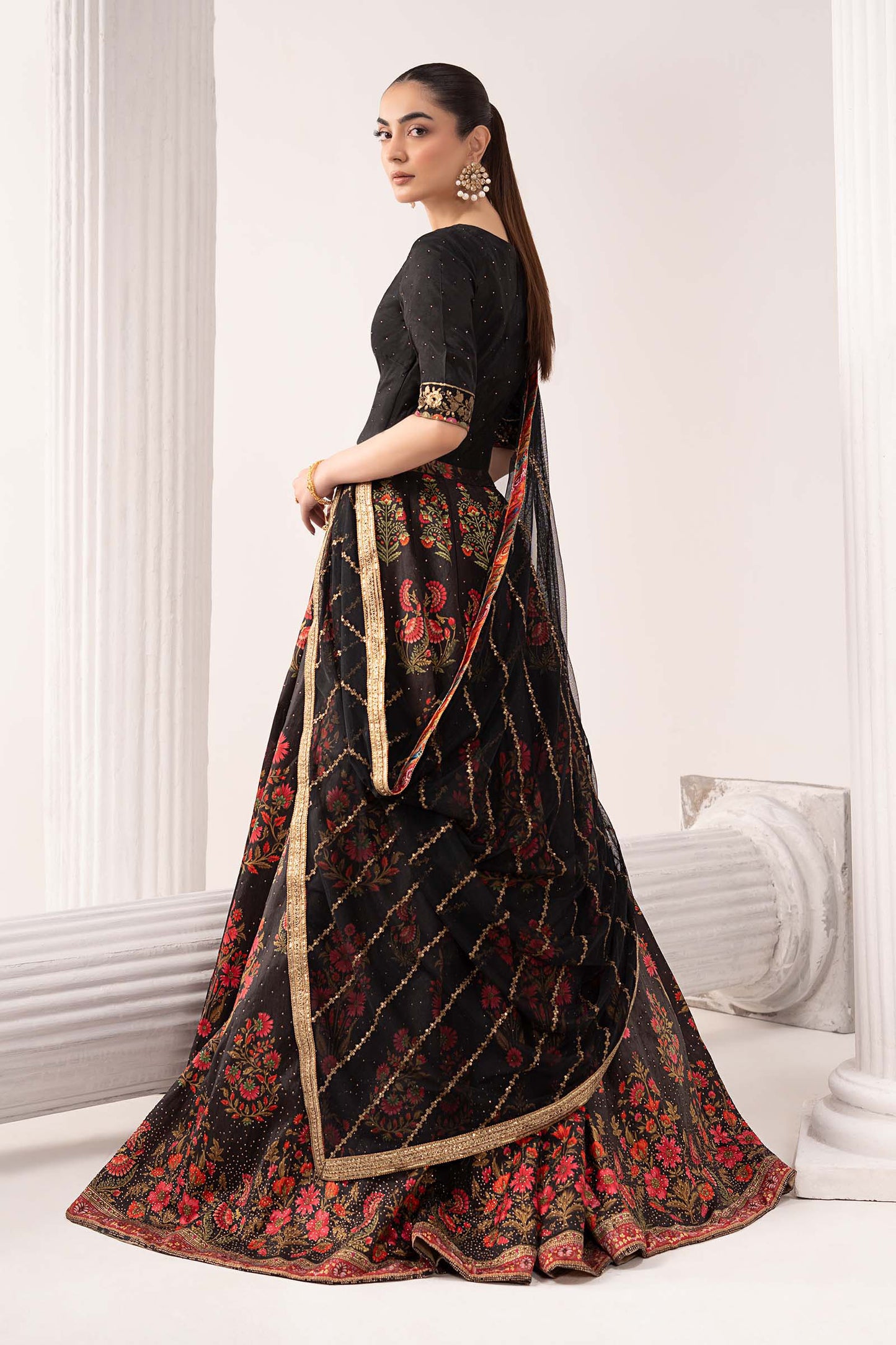 3 Piece Embroidered Raw Silk Suit