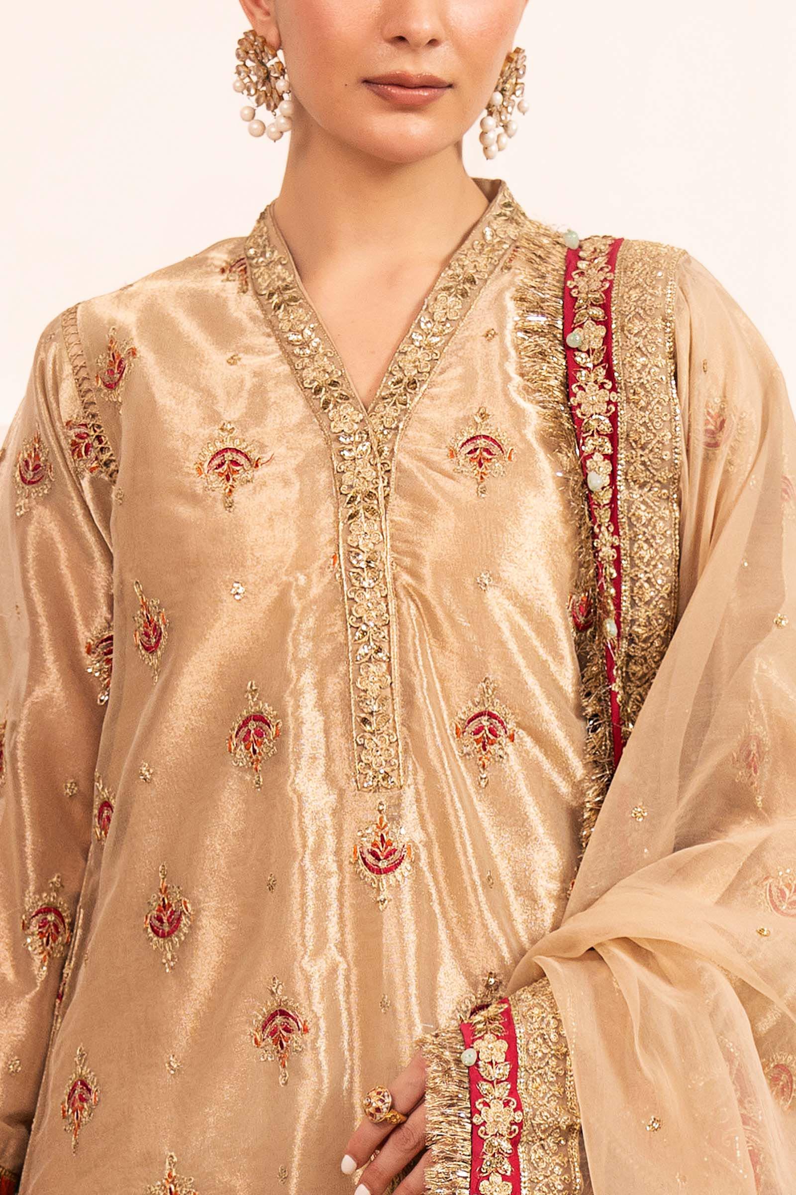 3 Piece Embroidered Tissue Suit