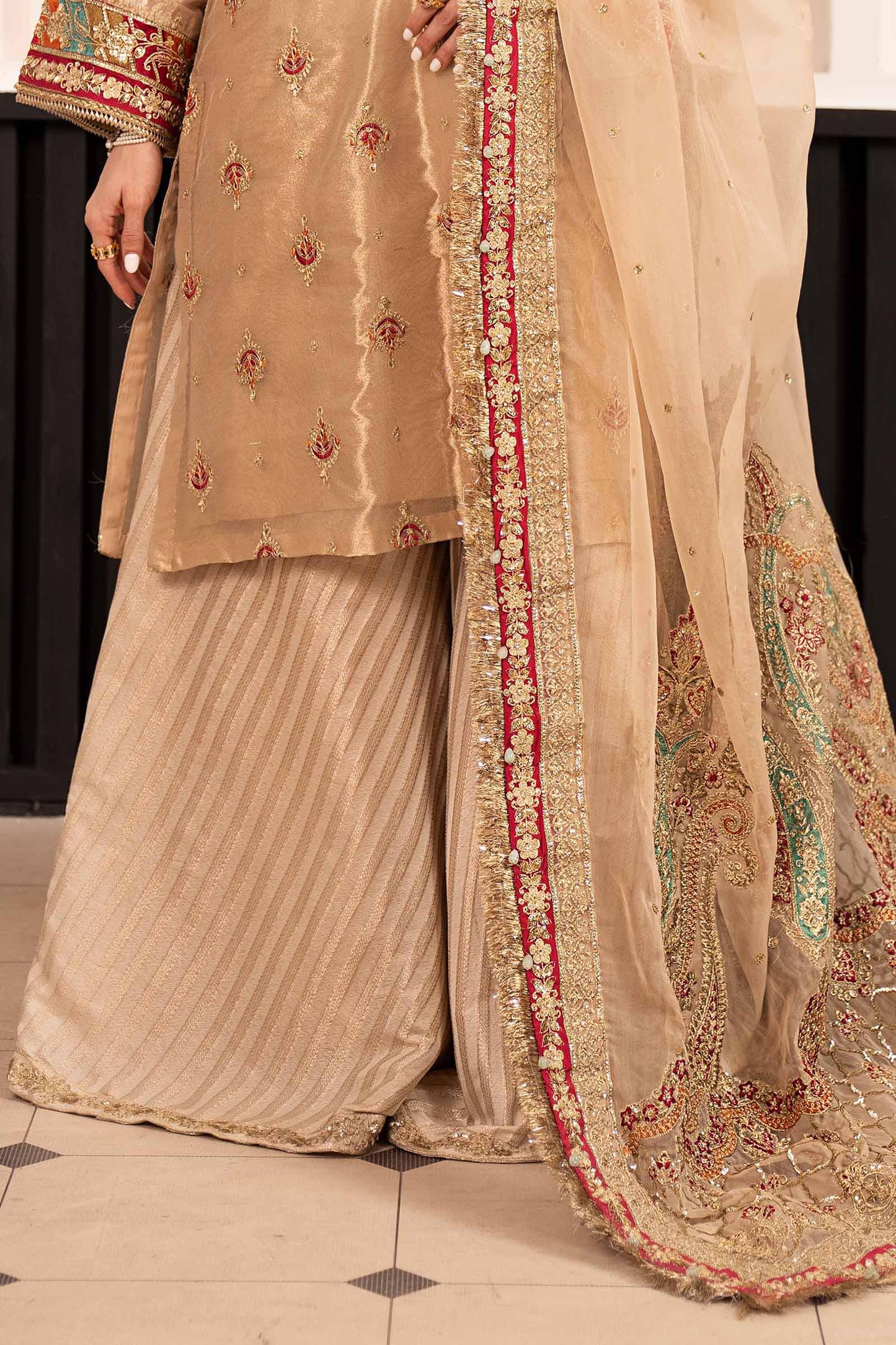 3 Piece Embroidered Tissue Suit