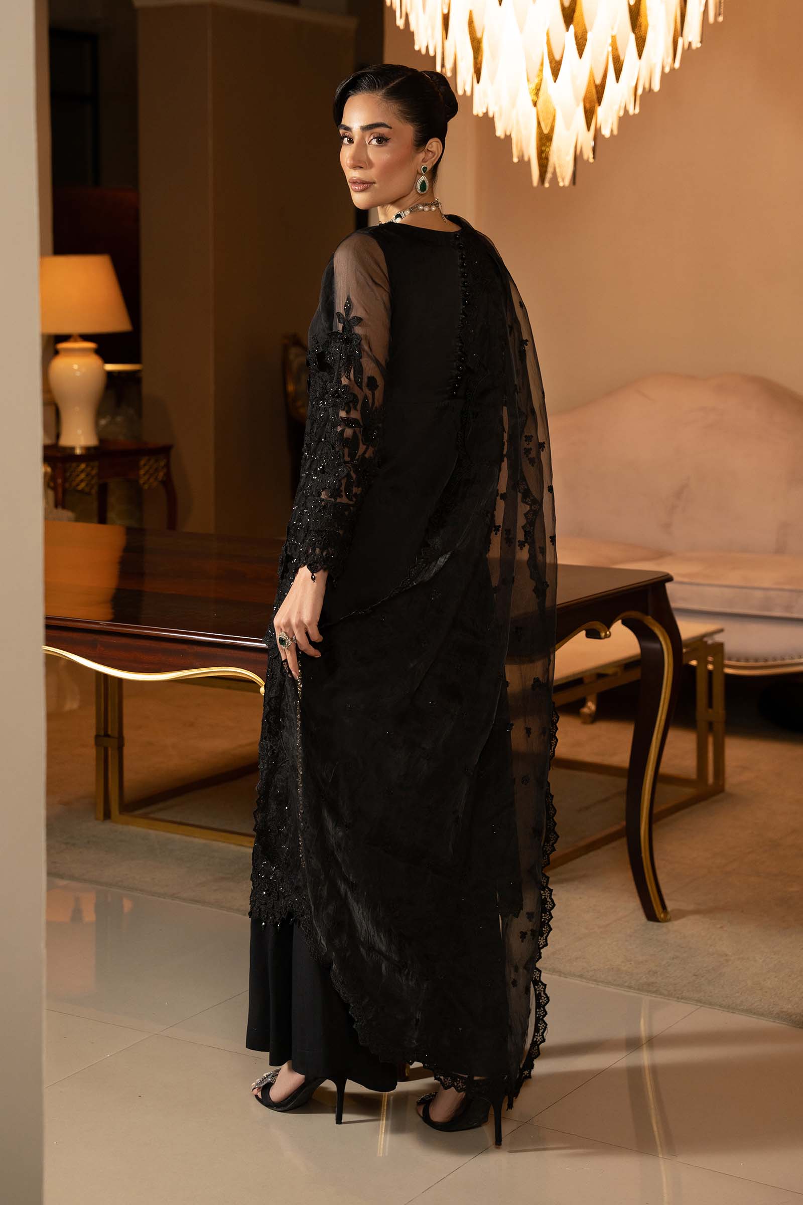 3 Piece Embroidered Organza Suit