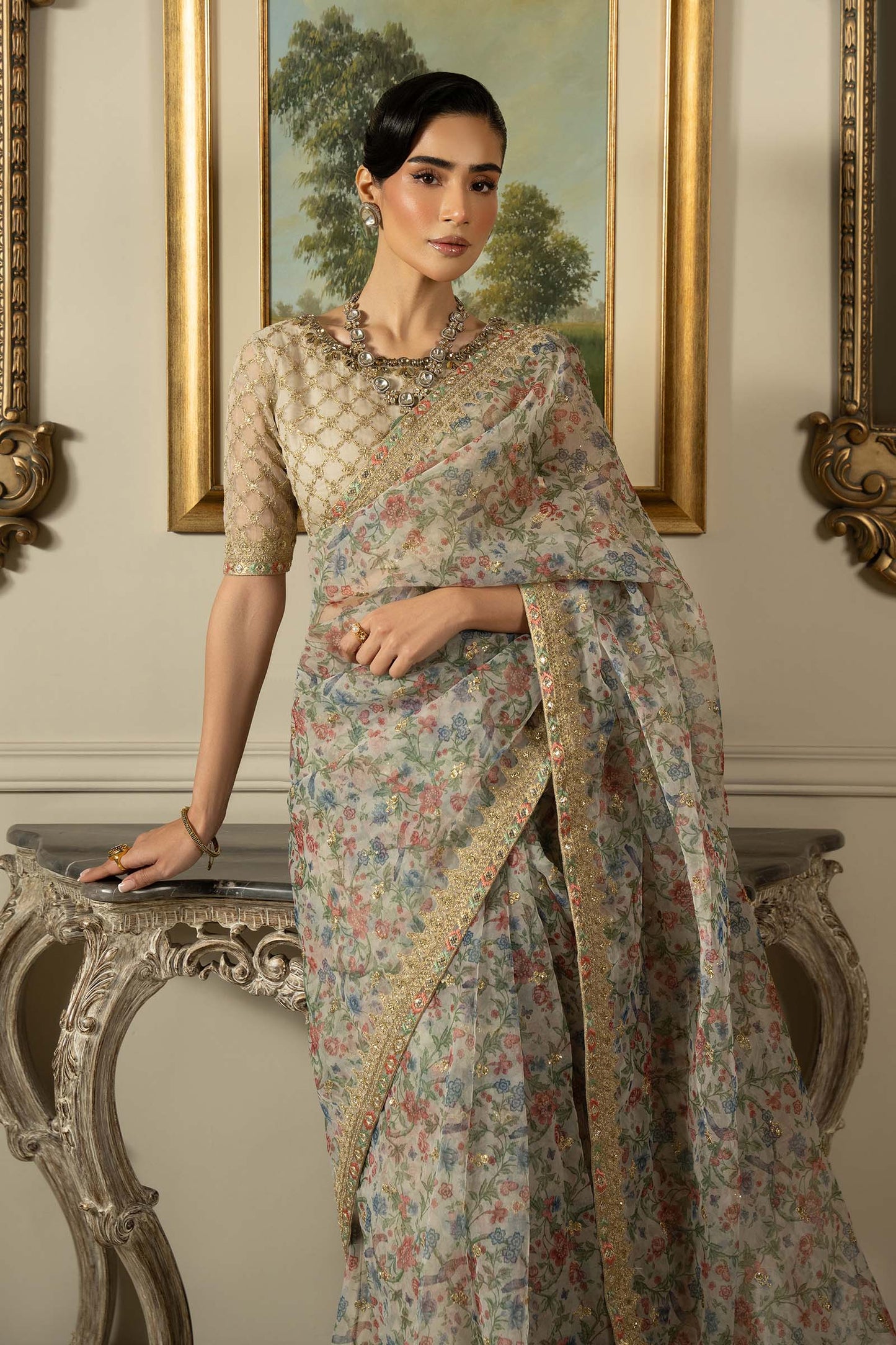 Embroidered Organza Saree