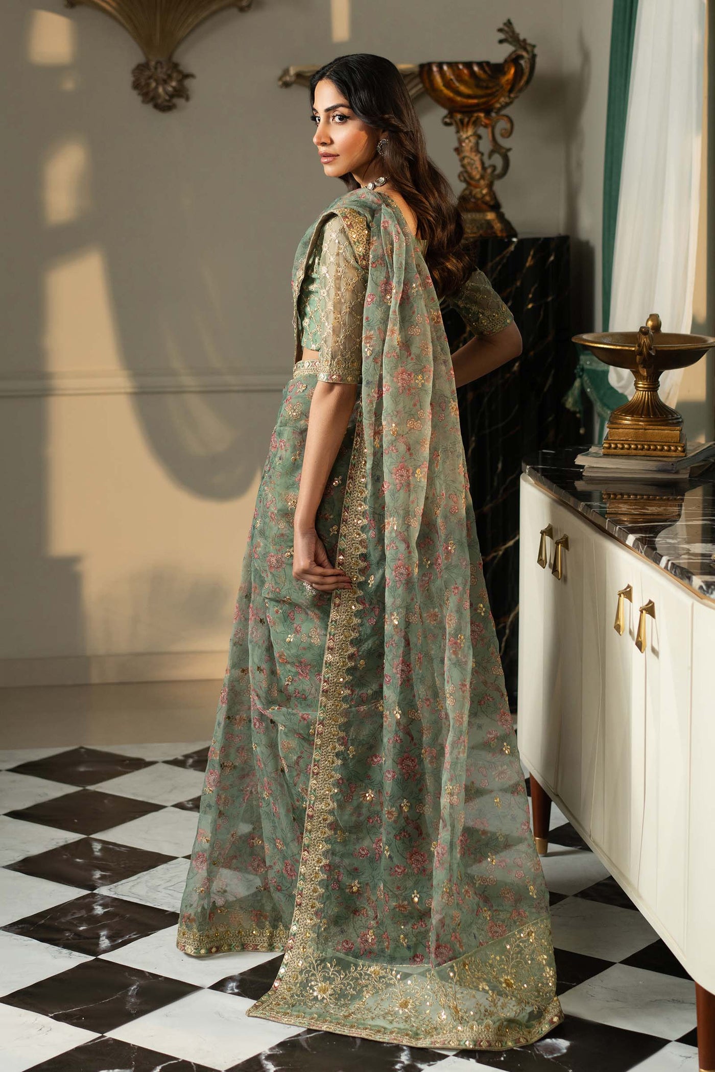 Embroidered Organza Saree | SF-EF25-08