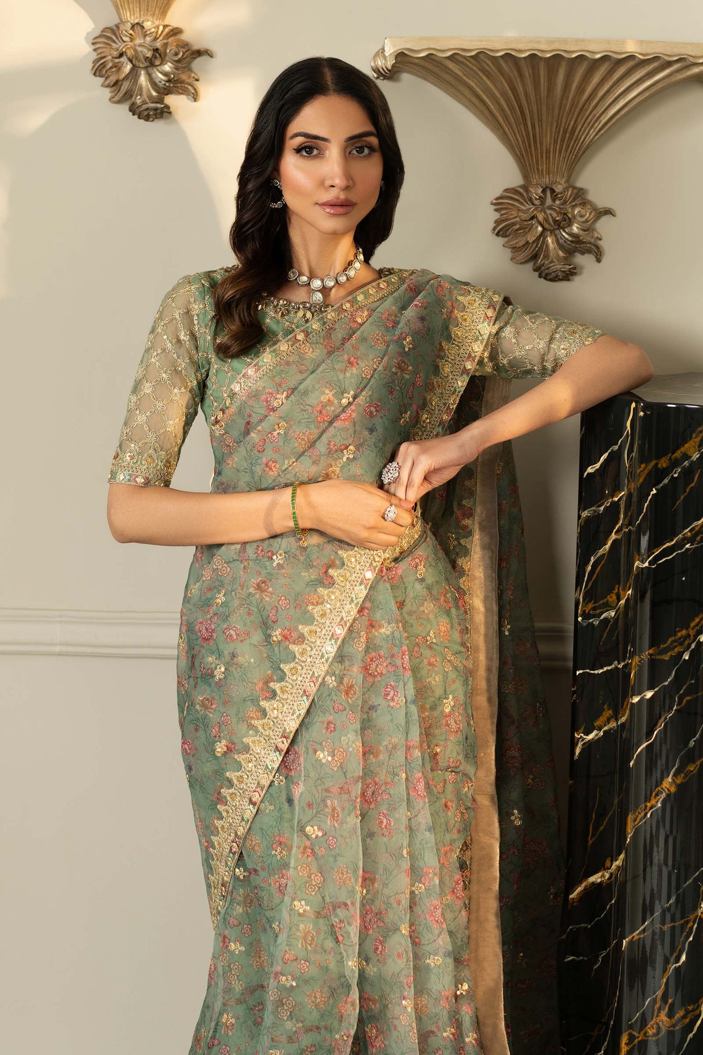 Embroidered Organza Saree | SF-EF25-08