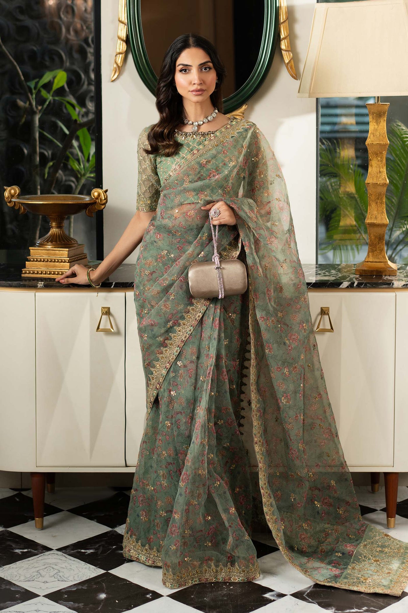 Embroidered Organza Saree | SF-EF25-08