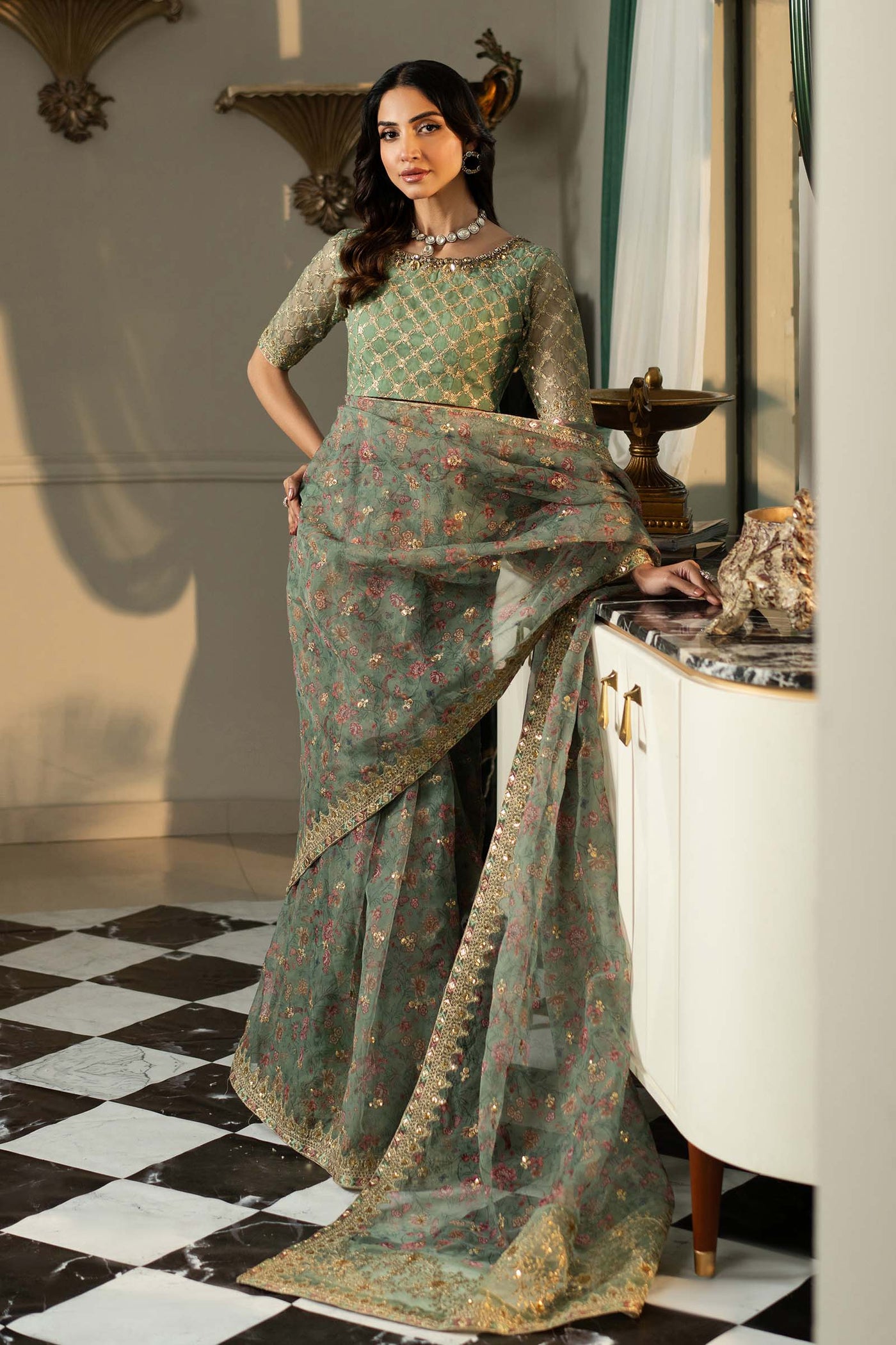 Embroidered Organza Saree | SF-EF25-08
