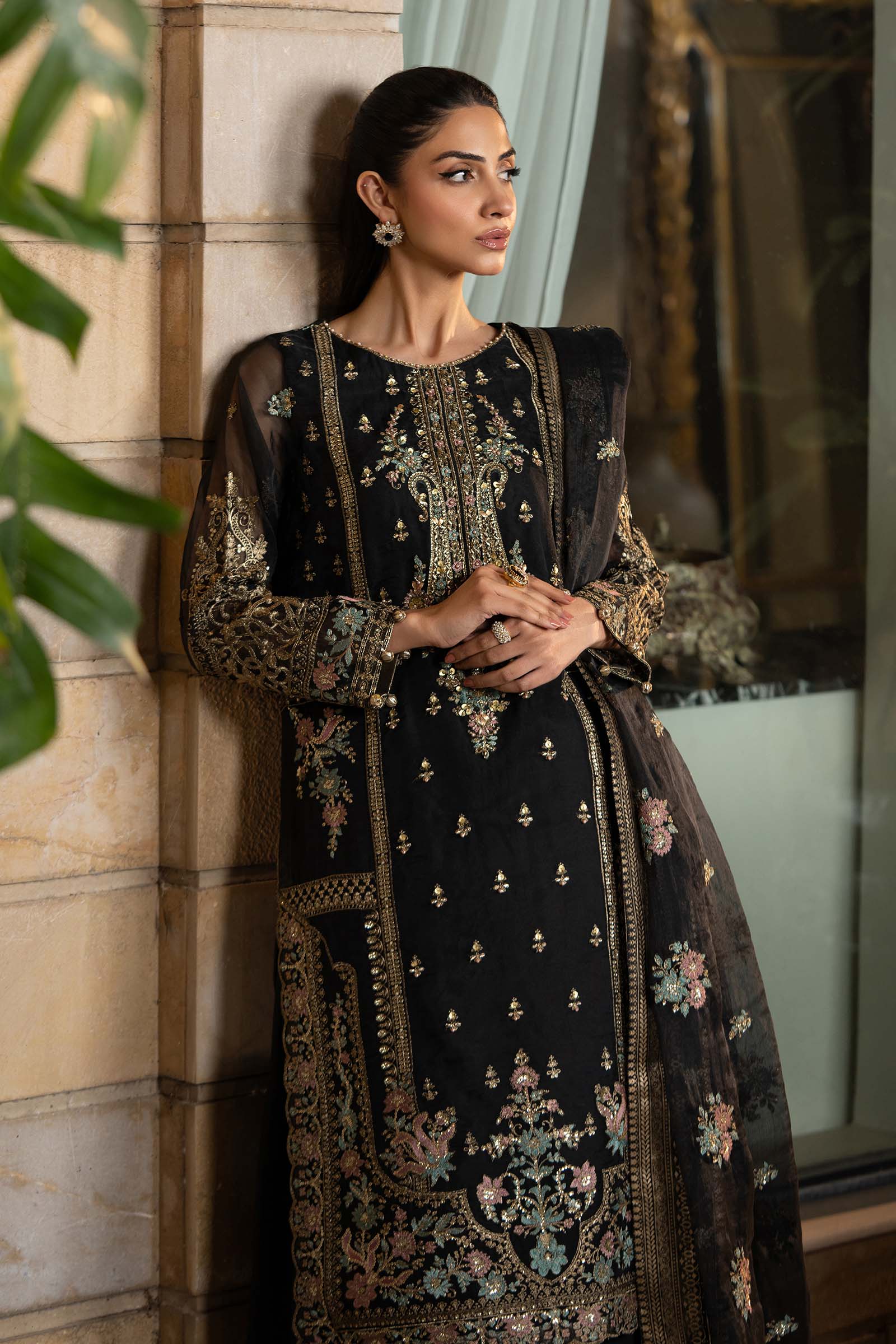 3 Piece Embroidered Organza Suit