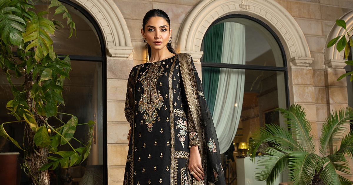3 Piece Embroidered Organza Suit
