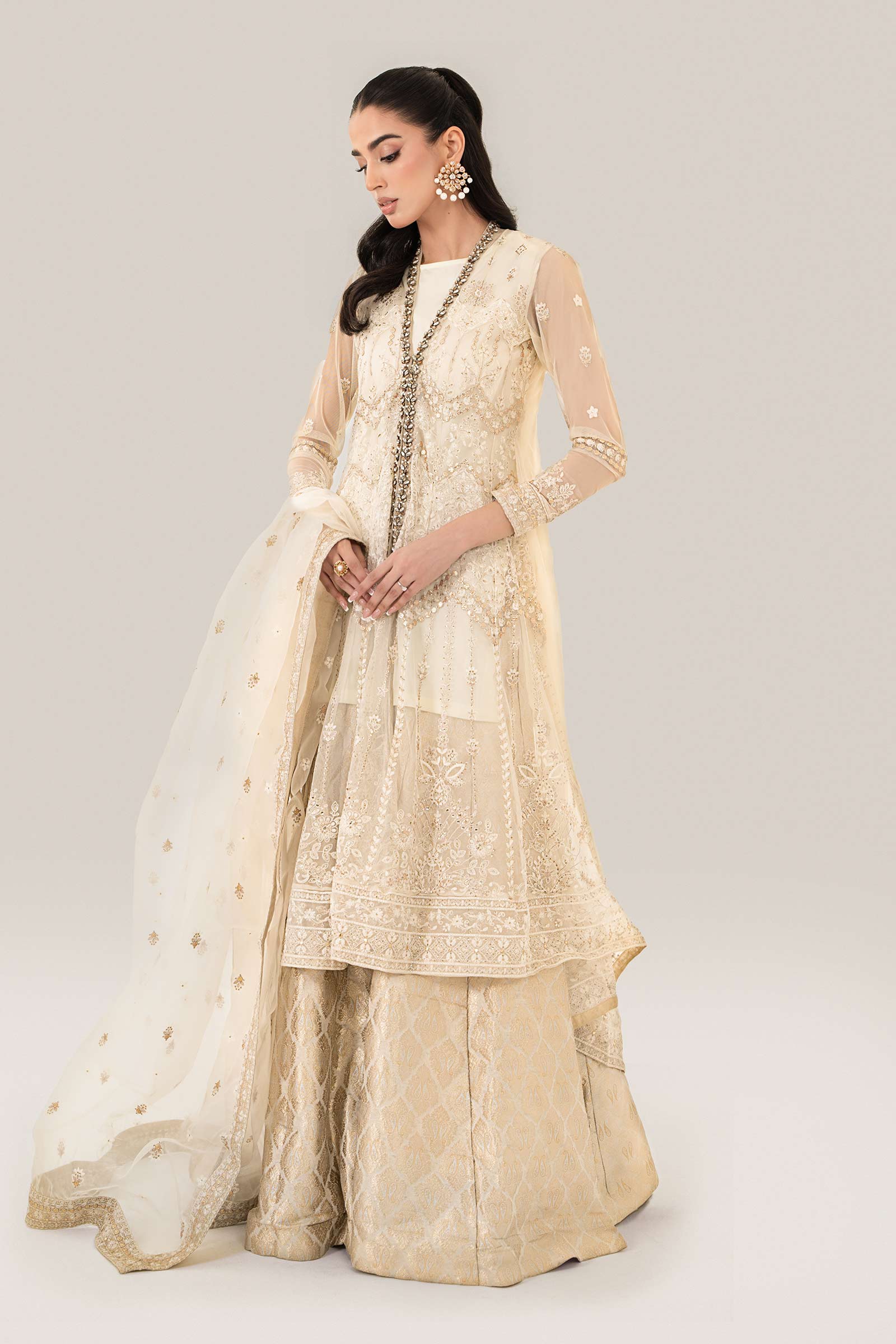 3 Piece Embroidered Net Suit