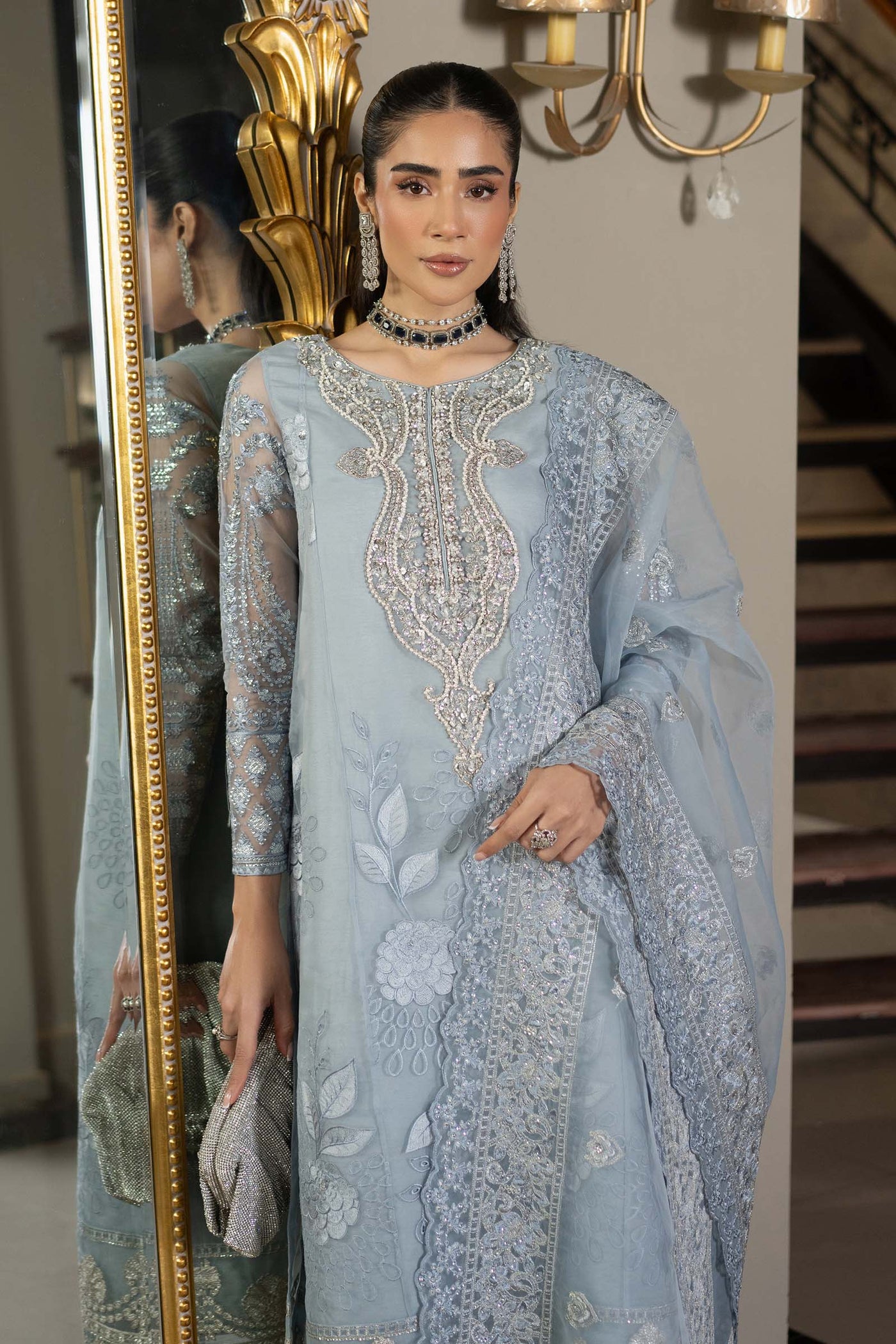 3 Piece Embroidered Organza Suit | SF-EF25-51