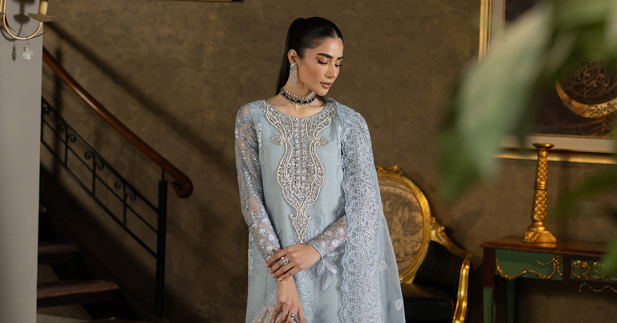 3 Piece Embroidered Organza Suit | SF-EF25-51