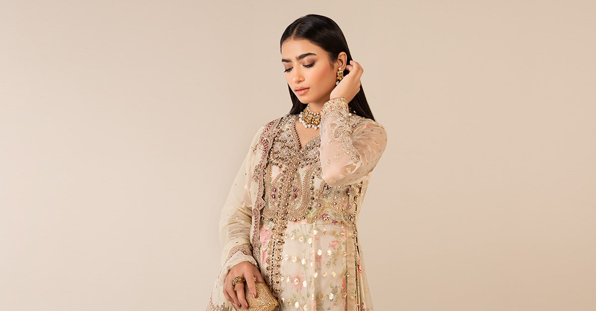 3 Piece Embroidered Organza Suit | SF-EF25-37