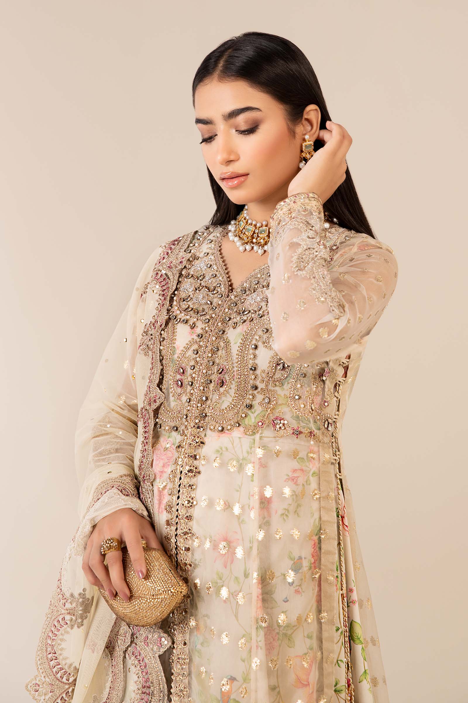 3 Piece Embroidered Organza Suit