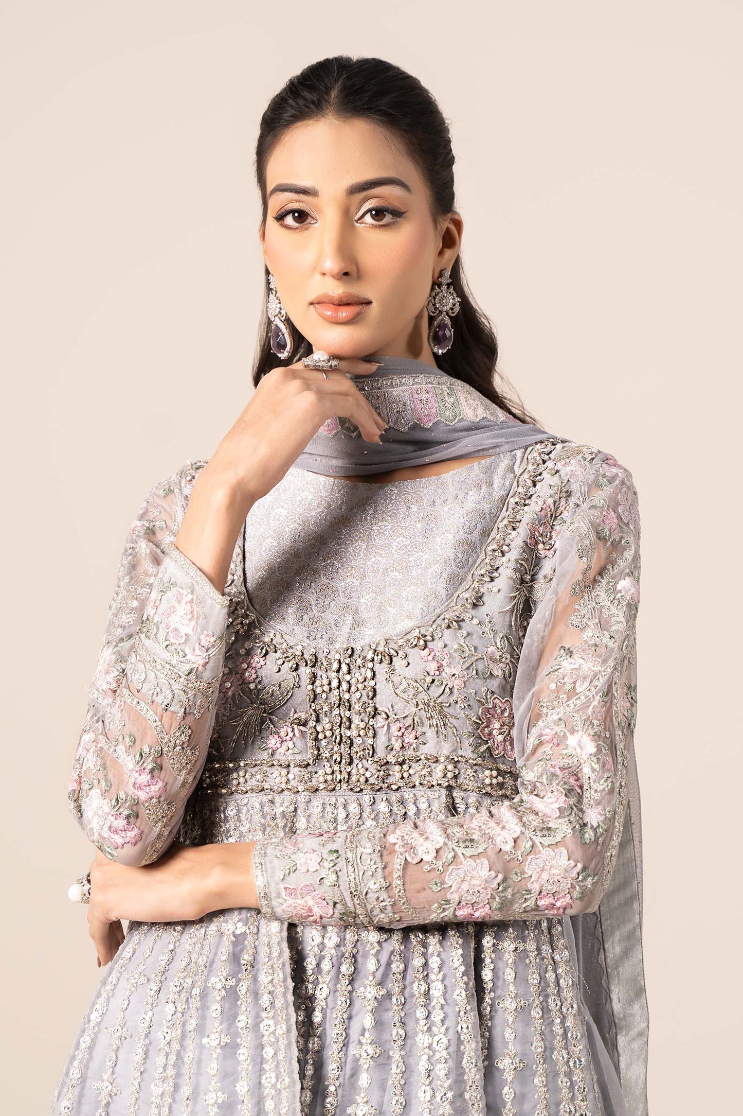 3 Piece Embroidered Organza Suit