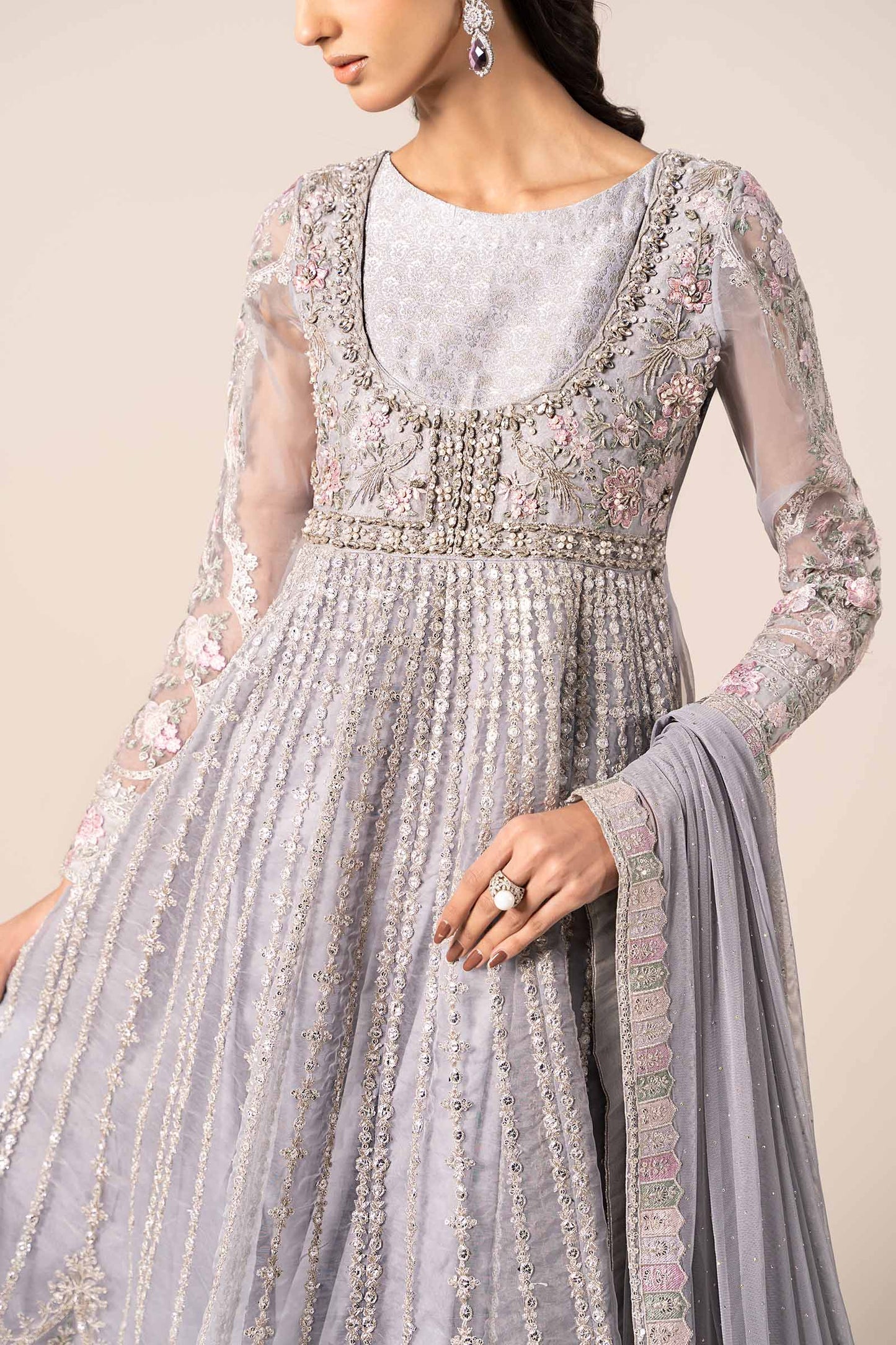 3 Piece Embroidered Organza Suit