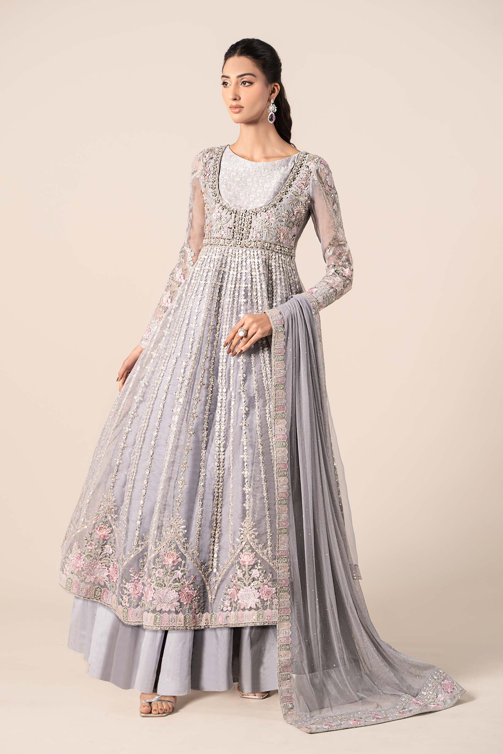 3 Piece Embroidered Organza Suit