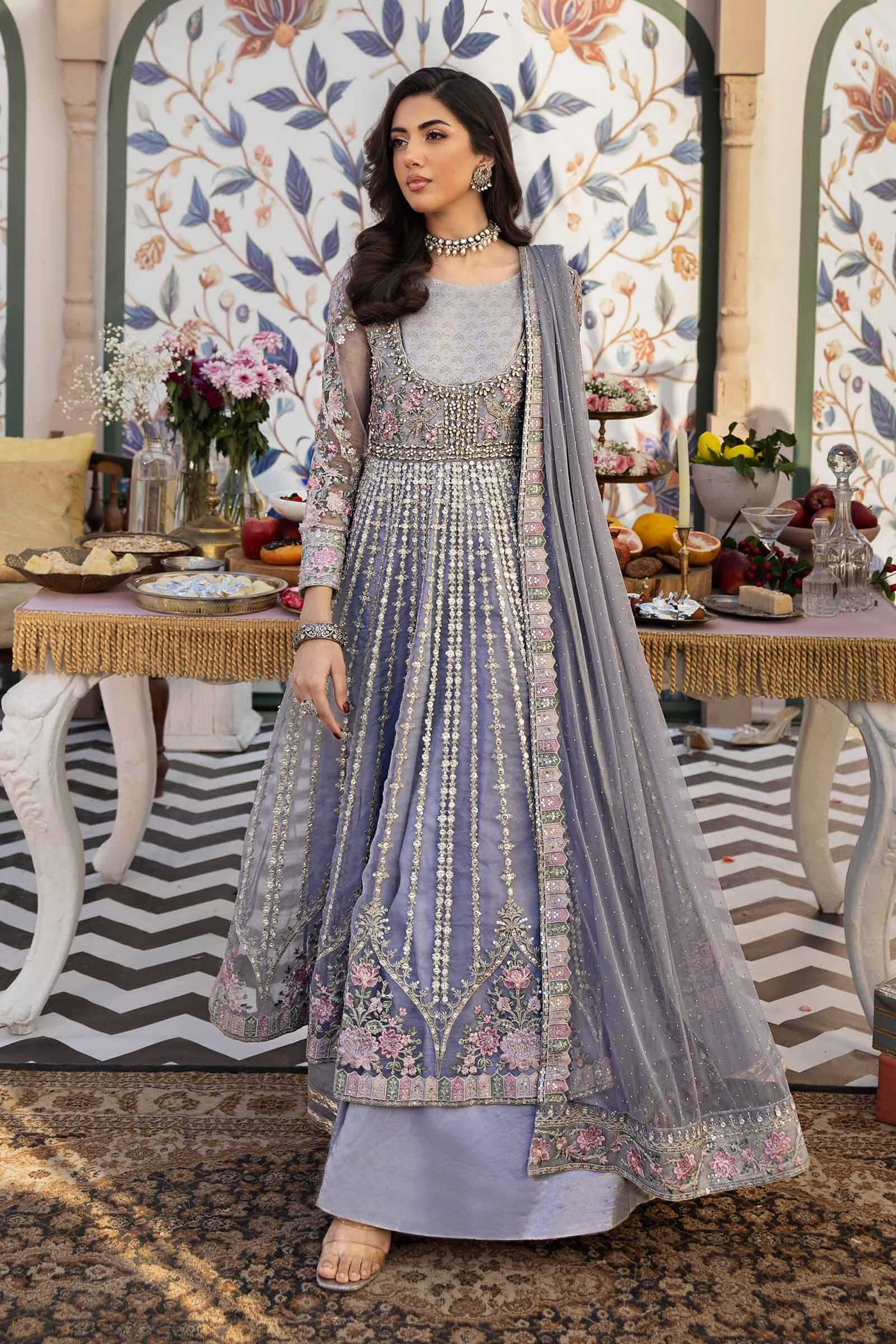 3 Piece Embroidered Organza Suit
