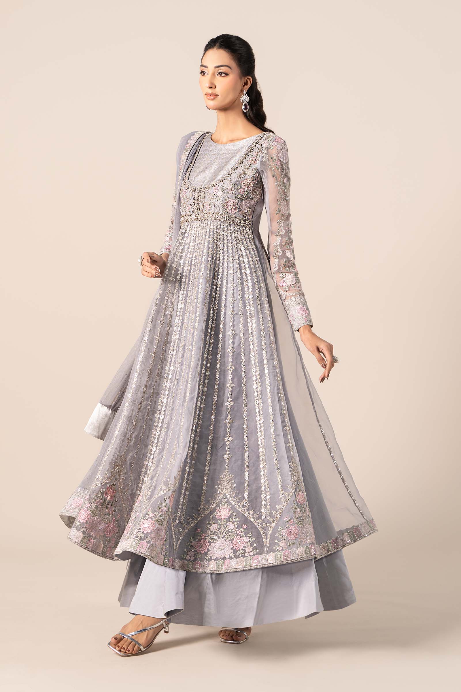 3 Piece Embroidered Organza Suit