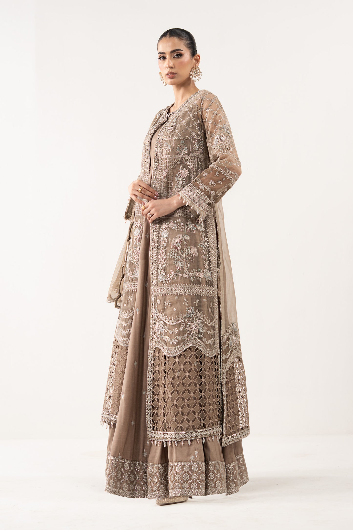 3 Piece Embroidered Organza Suit