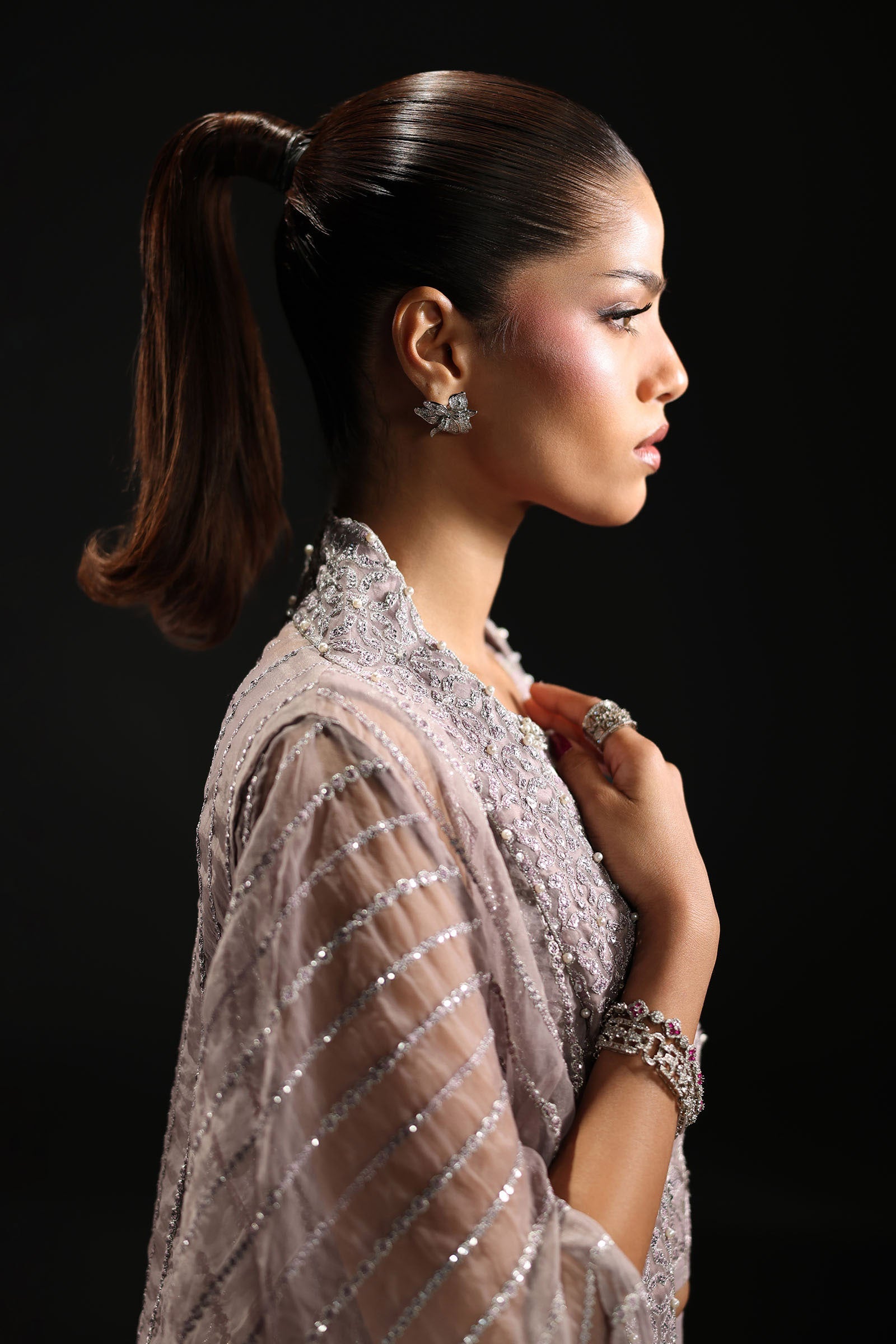 3 Piece Embroidered Organza Suit