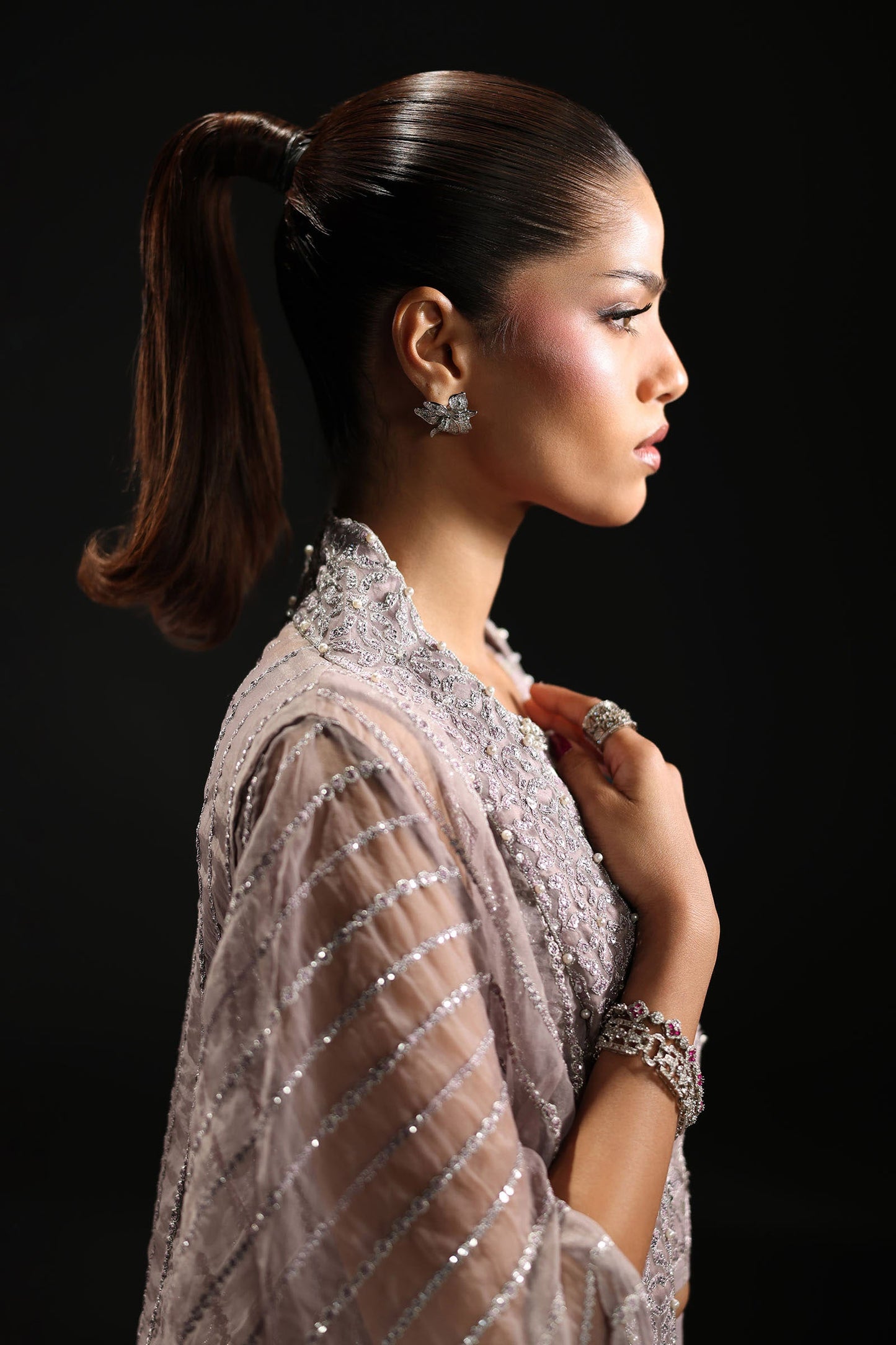 3 Piece Embroidered Organza Suit