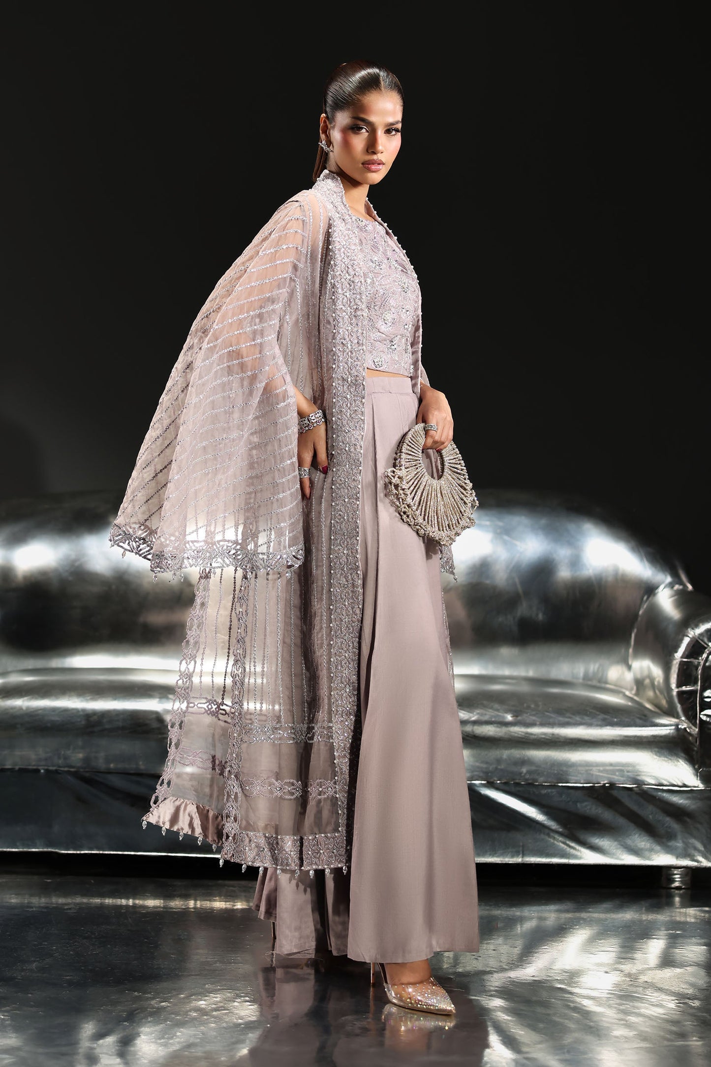 3 Piece Embroidered Organza Suit